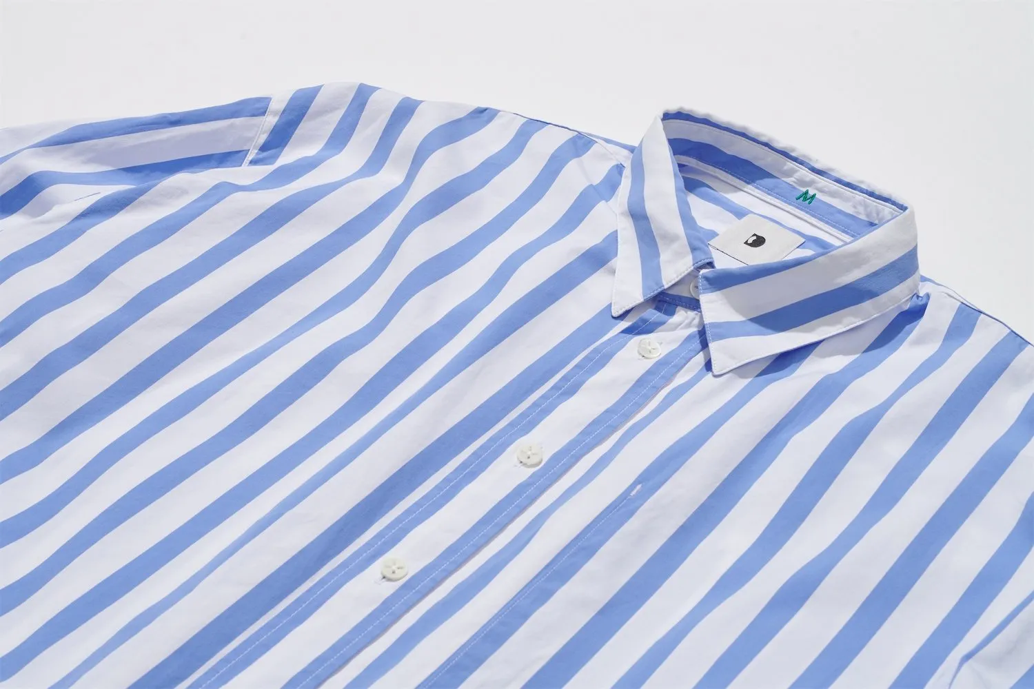 Oversized Delta Shirt in a Blue Striped Italian Cotton and Cupro sold by Delikatessen product image thumbnail 4