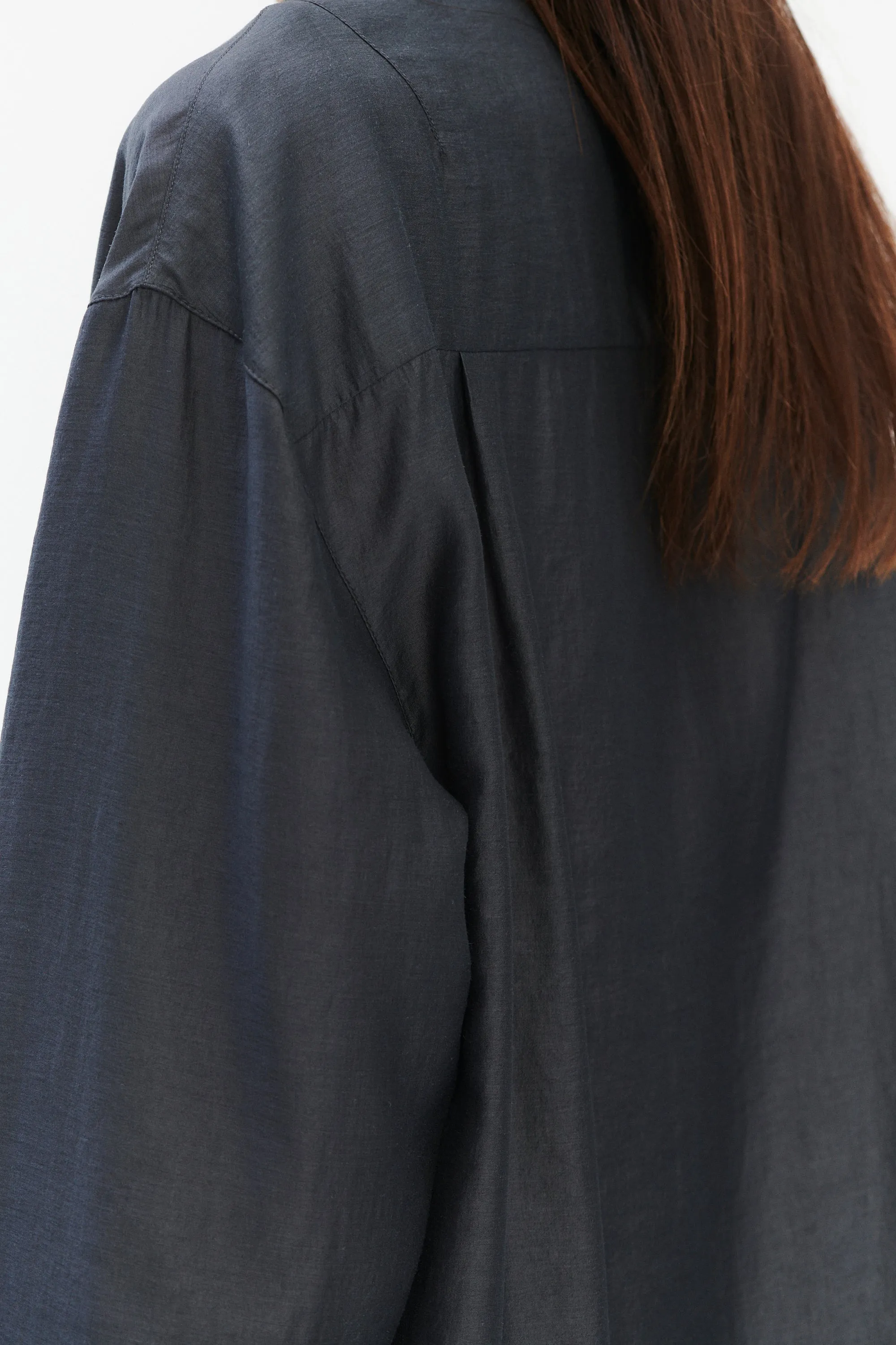 Oversized Arnhem Shirt in a Dark Grey Silky Japanese Blend of Lyocell sold by Delikatessen product image thumbnail 3
