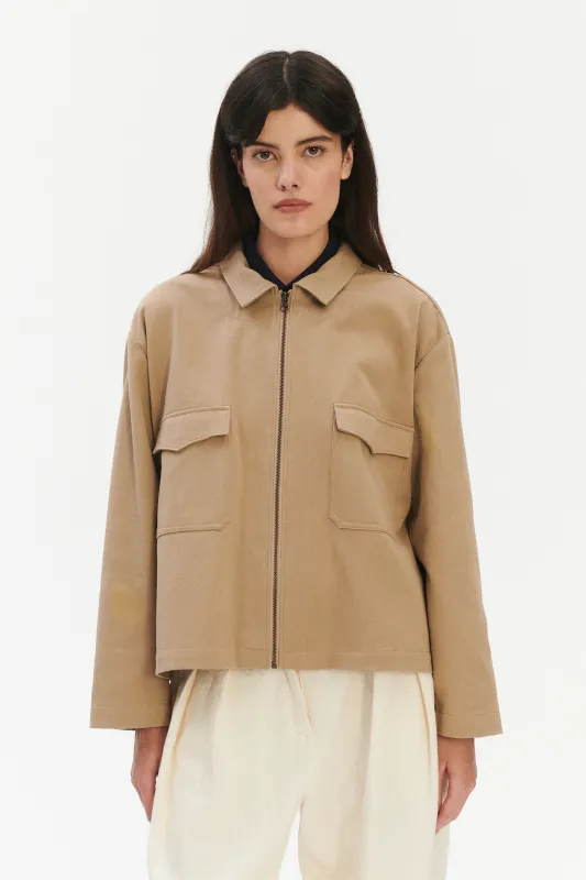Palermo Workwear Unisex Jacket in a Khaki Japanese Diagonal Twill Cotton made by Delikatessen
