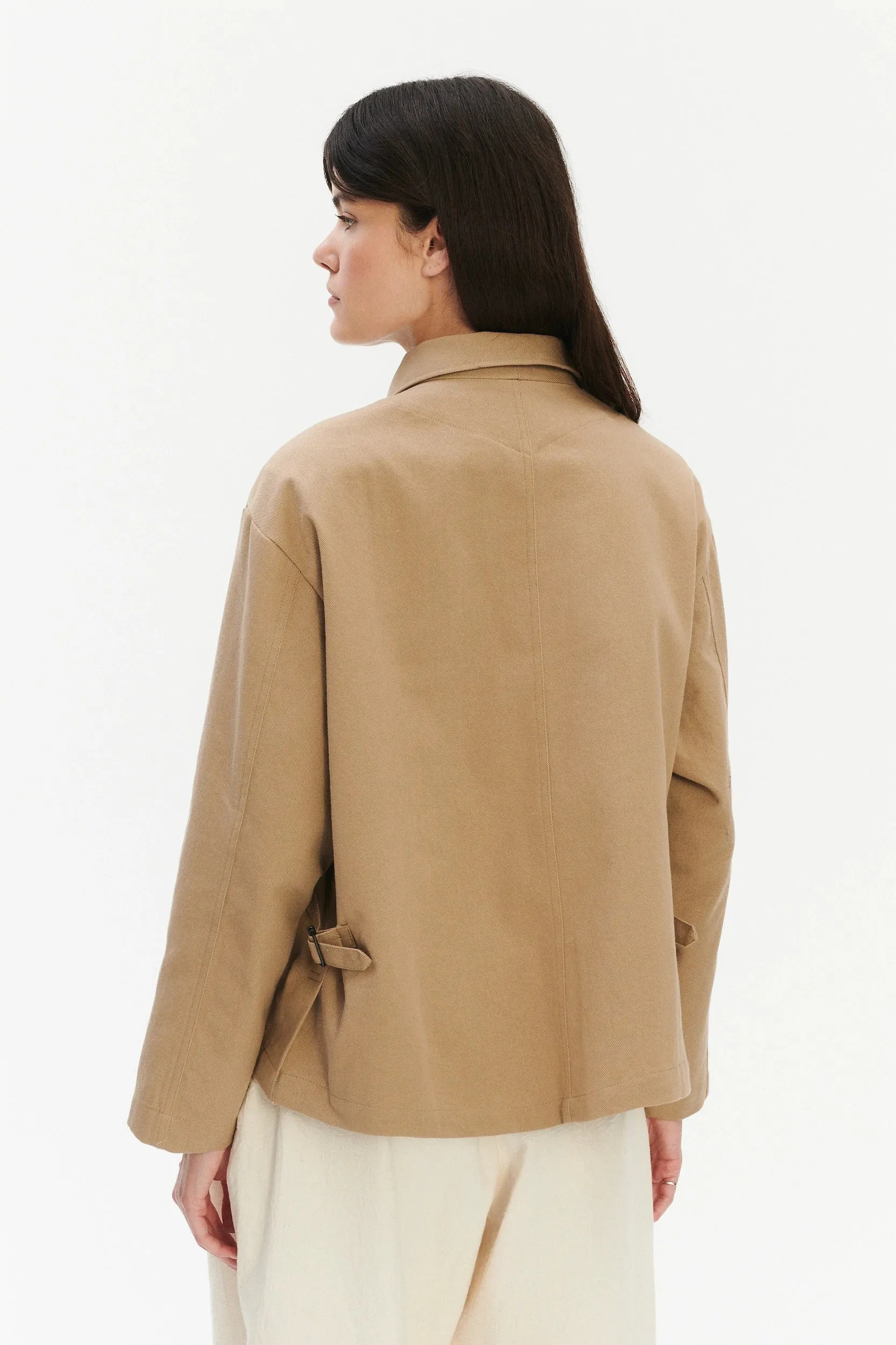 Palermo Workwear Unisex Jacket in a Khaki Japanese Diagonal Twill Cotton sold by Delikatessen product image thumbnail 5