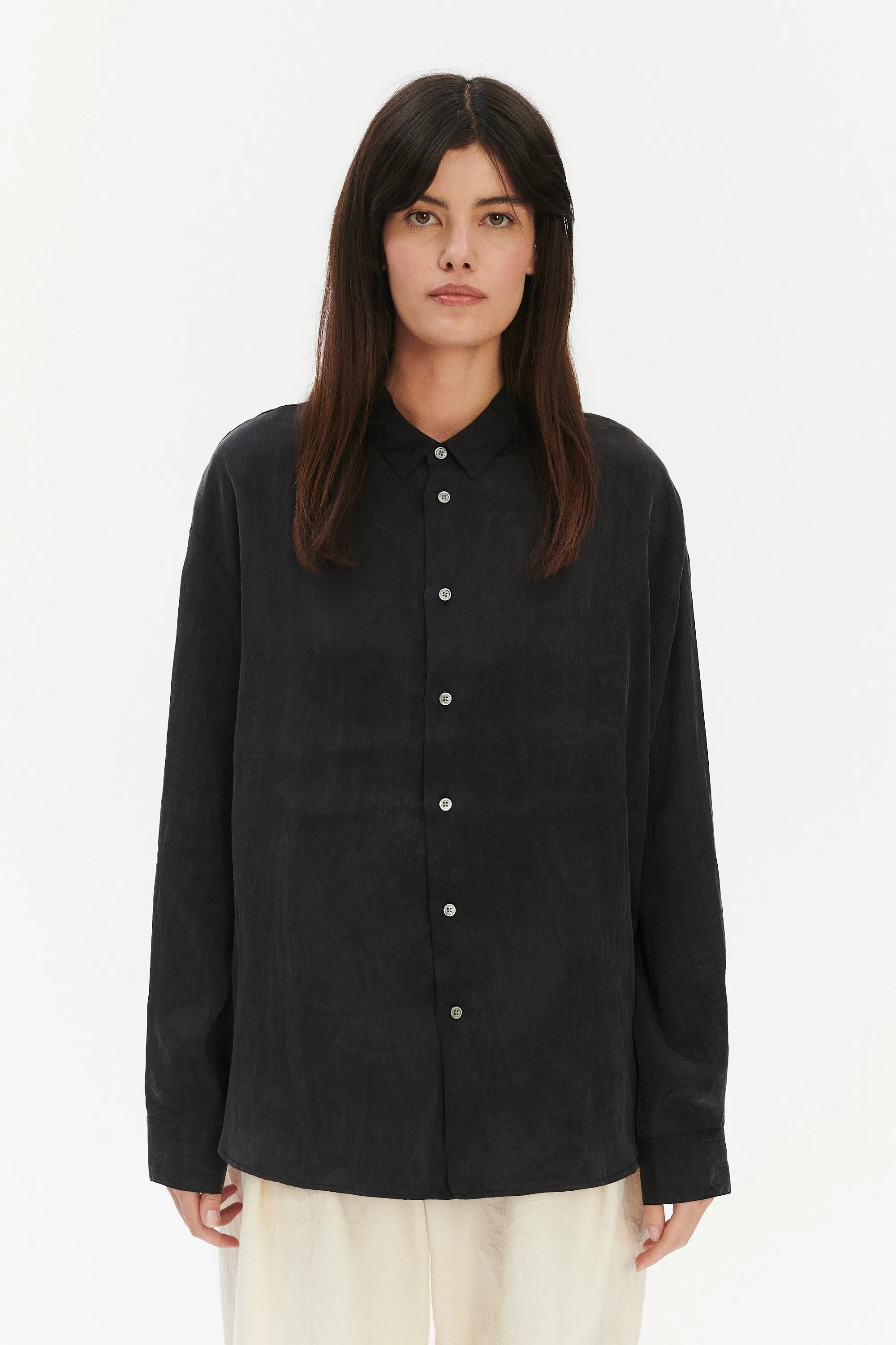 Oversized Arnhem Shirt in an Anthracite Japanese Lyocell Blend sold by Delikatessen product image thumbnail 3