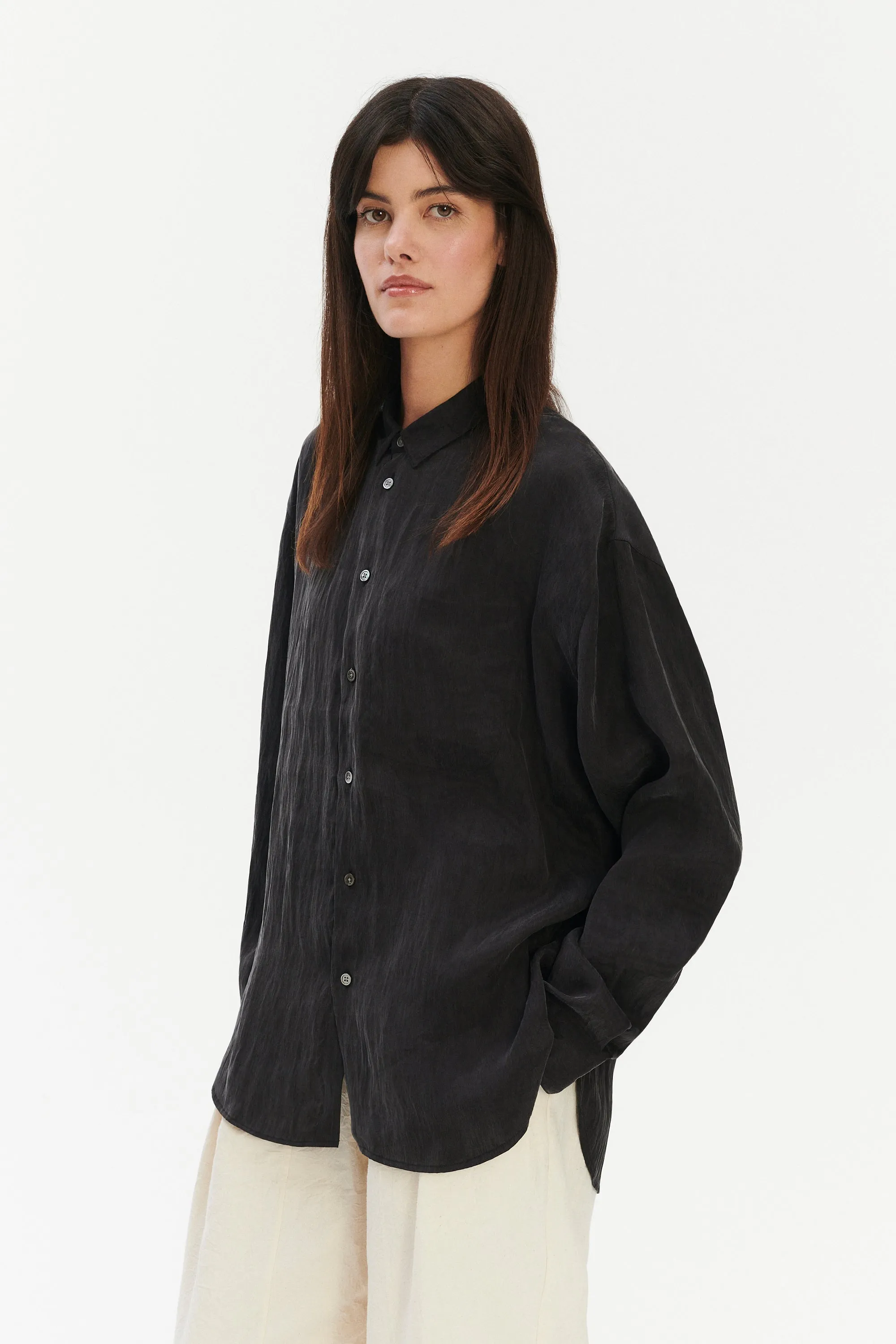 Oversized Arnhem Shirt in an Anthracite Japanese Lyocell Blend sold by Delikatessen product image thumbnail 4