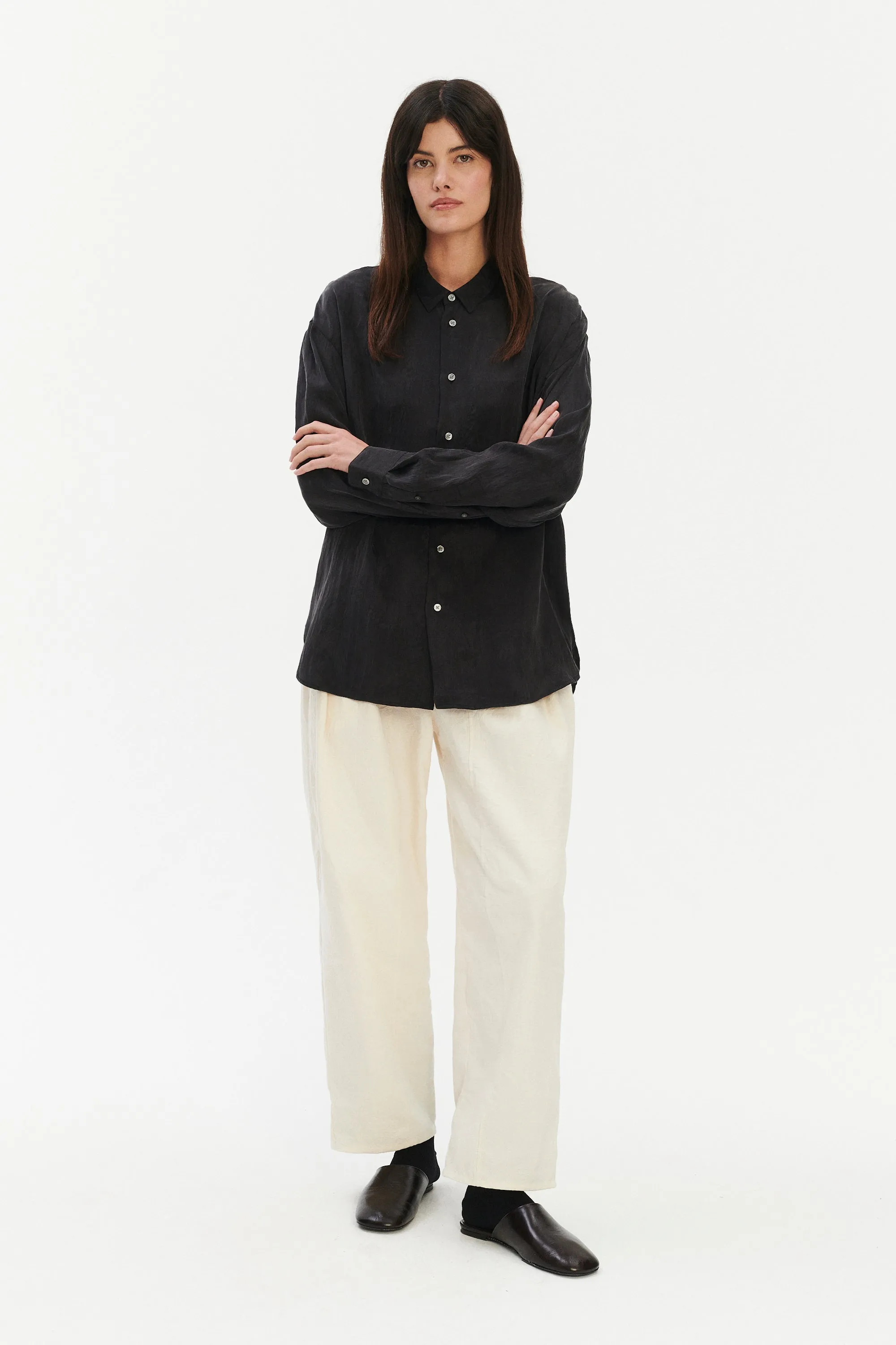 Oversized Arnhem Shirt in an Anthracite Japanese Lyocell Blend sold by Delikatessen product image thumbnail 2