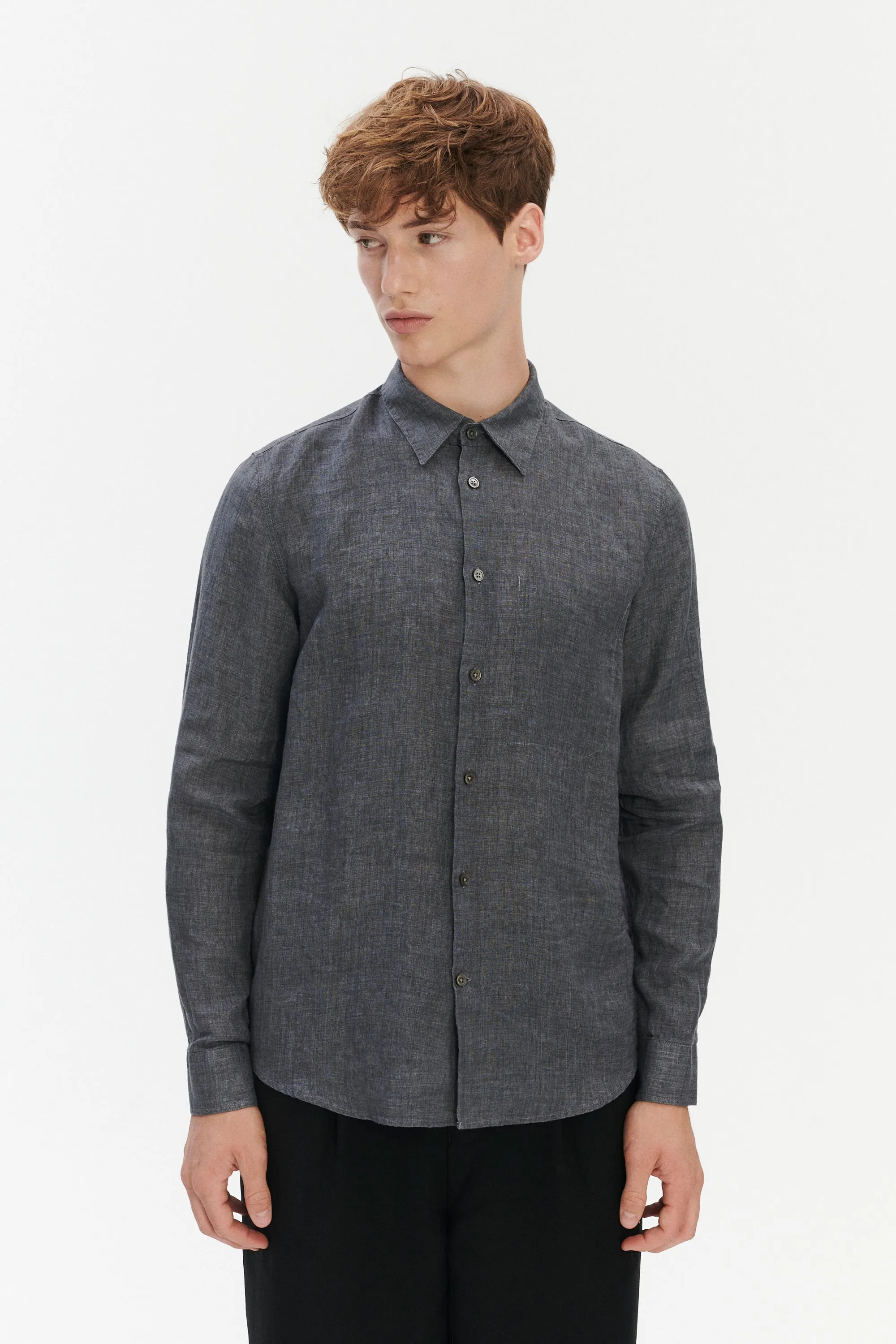 Feel Good Shirt in a Dark Grey Pure Italian Linen sold by Delikatessen product image thumbnail 4