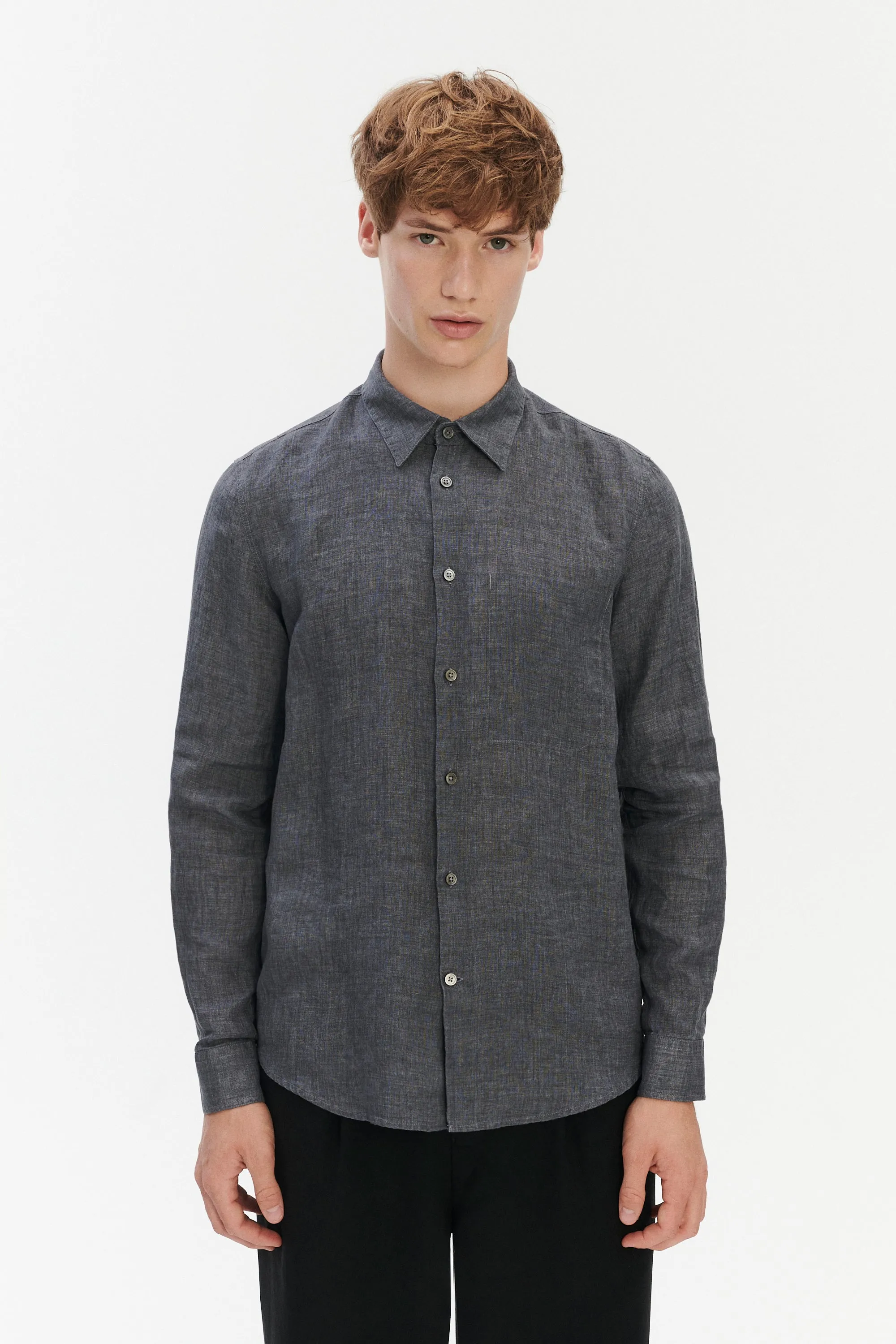 Feel Good Shirt in a Dark Grey Pure Italian Linen sold by Delikatessen product image thumbnail 5