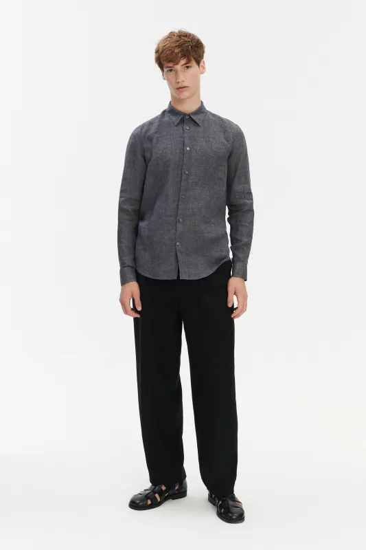 Feel Good Shirt in a Dark Grey Pure Italian Linen made by Delikatessen