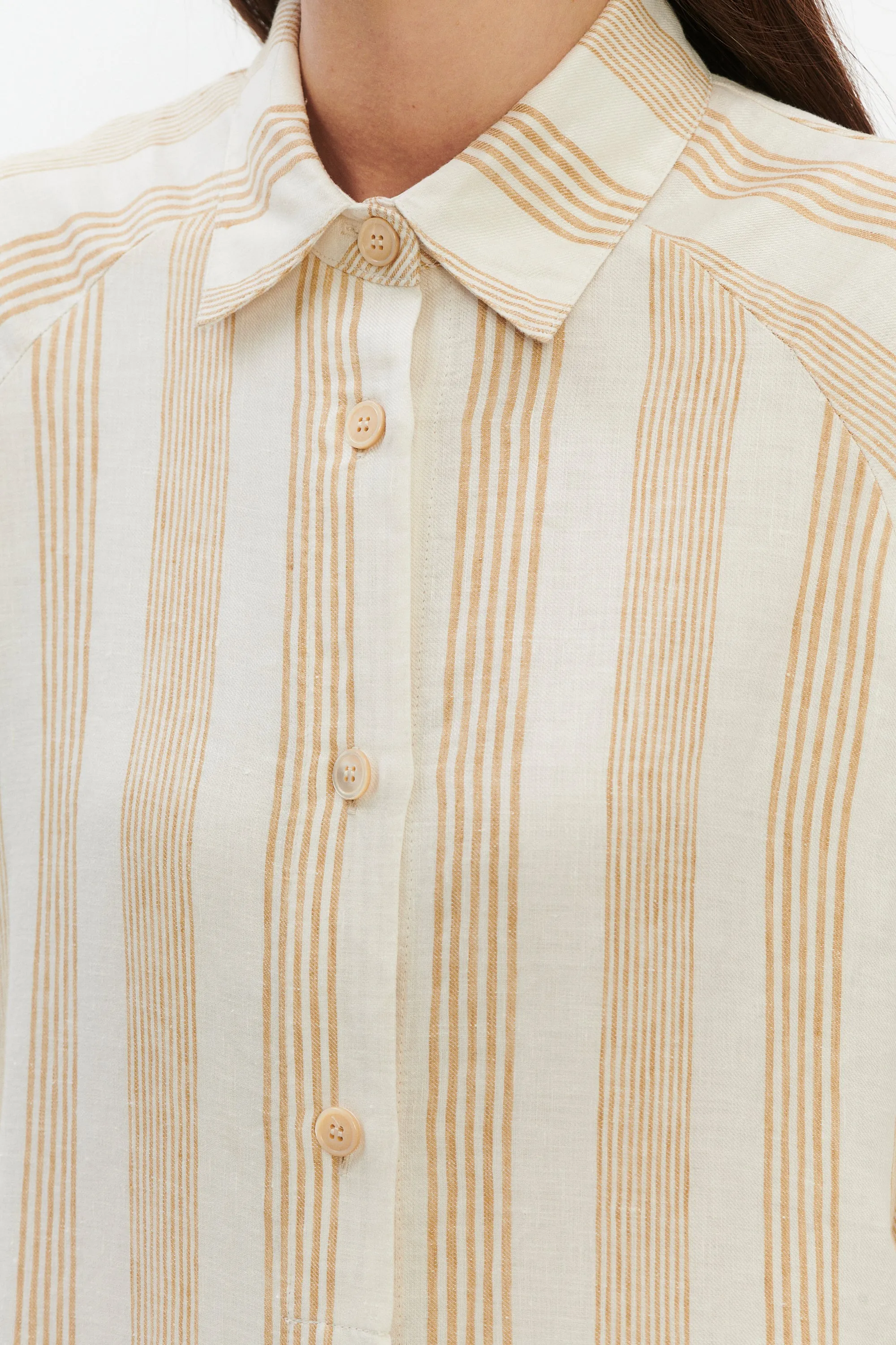 Dress in a Cream White and Beige Fine Striped Pure Italian Linen sold by Delikatessen product image thumbnail 2