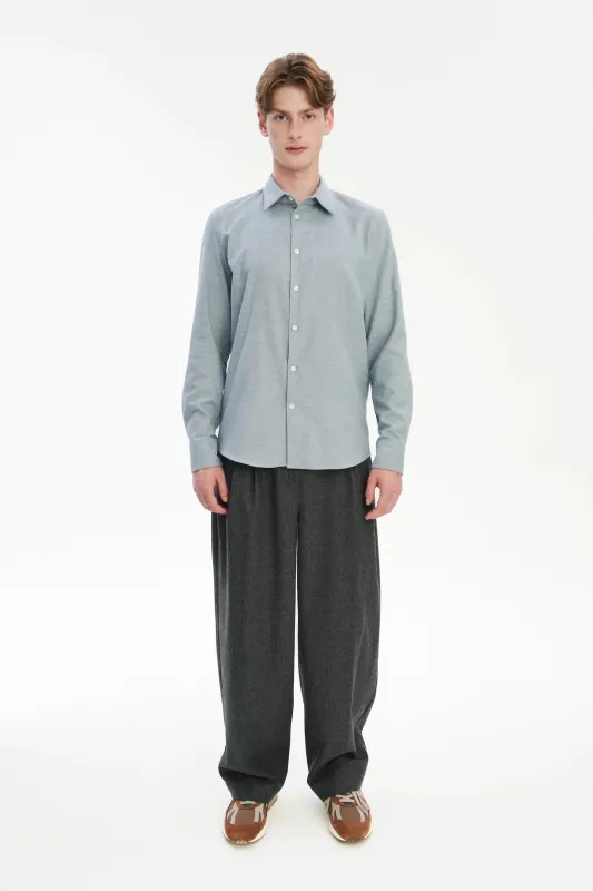 Feel Good Shirt in the Finest Light Grey Blue Italian Cotton made by Delikatessen