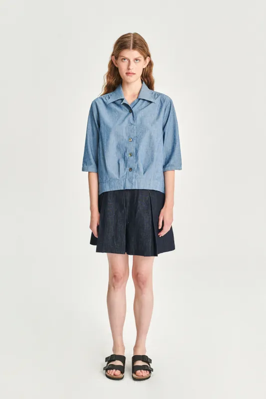 Blouse Jacket in an Indigo Dyed Italian Linen and Cotton made by Delikatessen