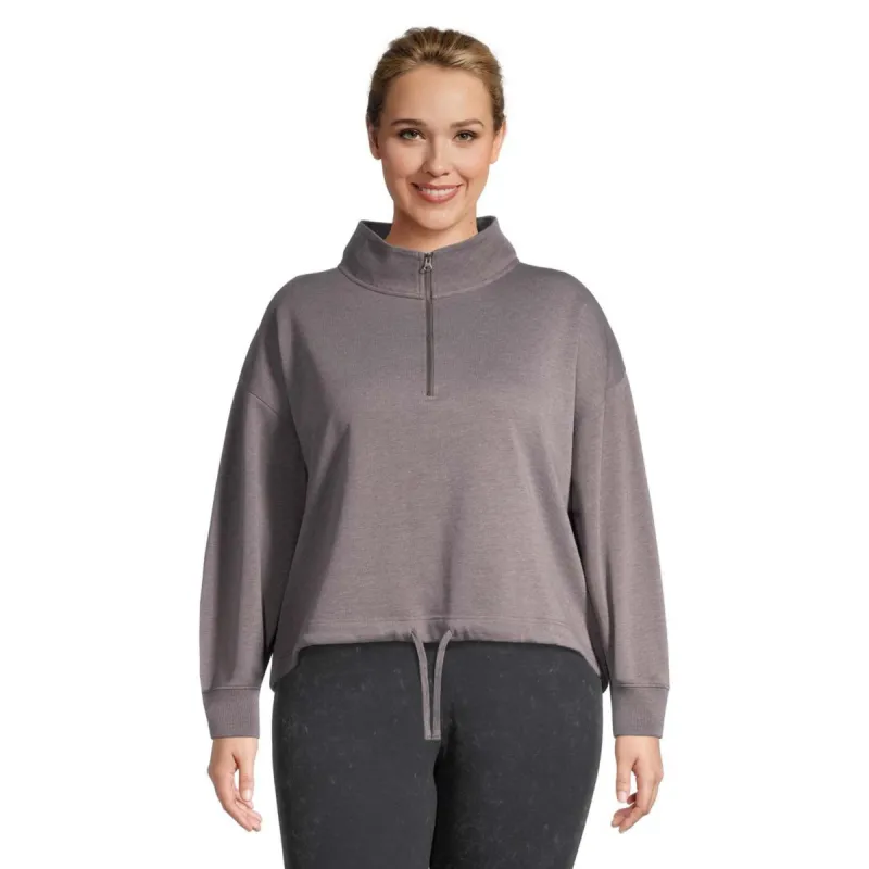 Ripzone Women's Plus Crescent Half Zip Sweater - Heather Grey sold by Ripzone