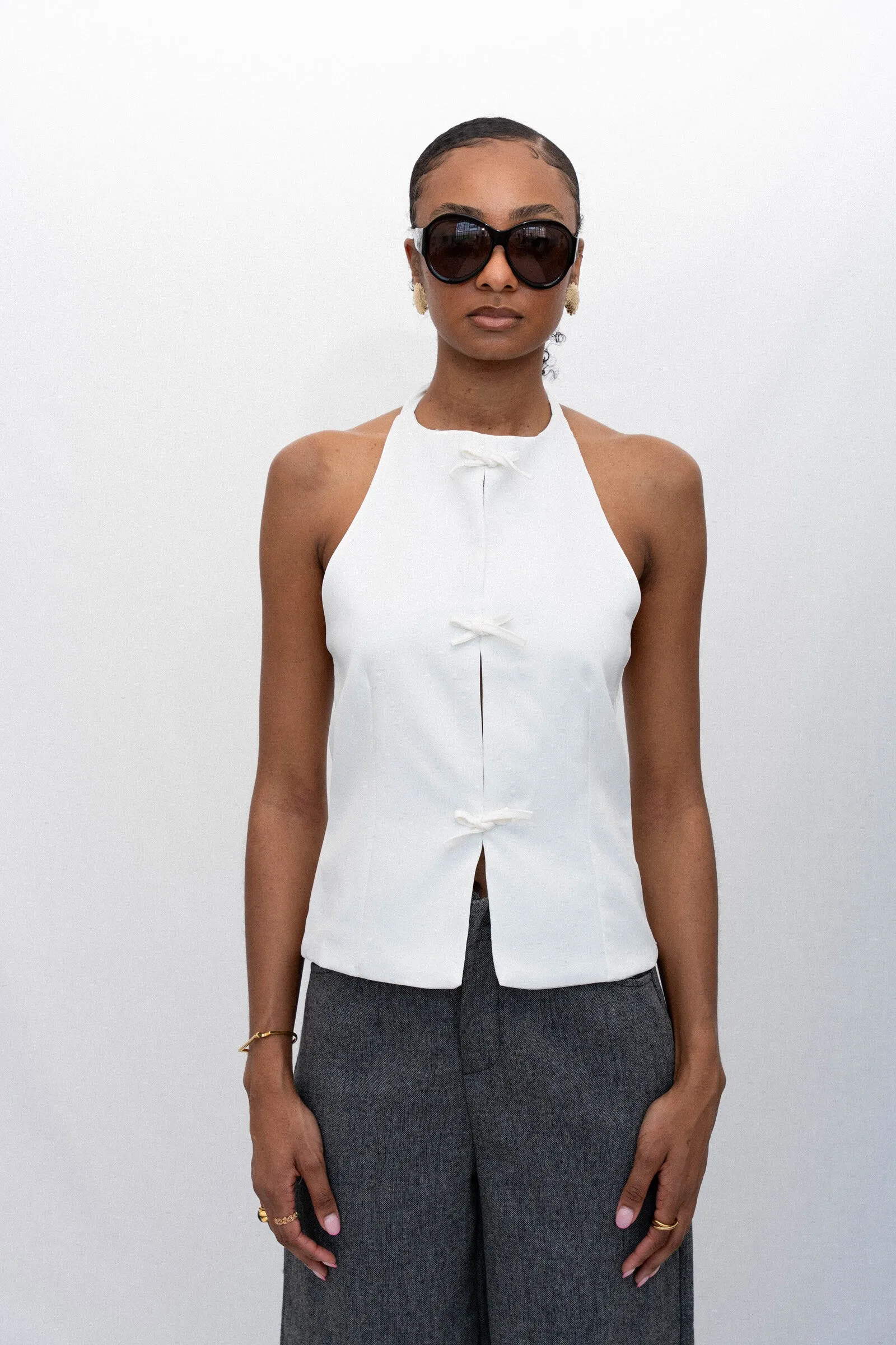 FINAL SALE | PEARLA BOW HALTER sold by Beaulares