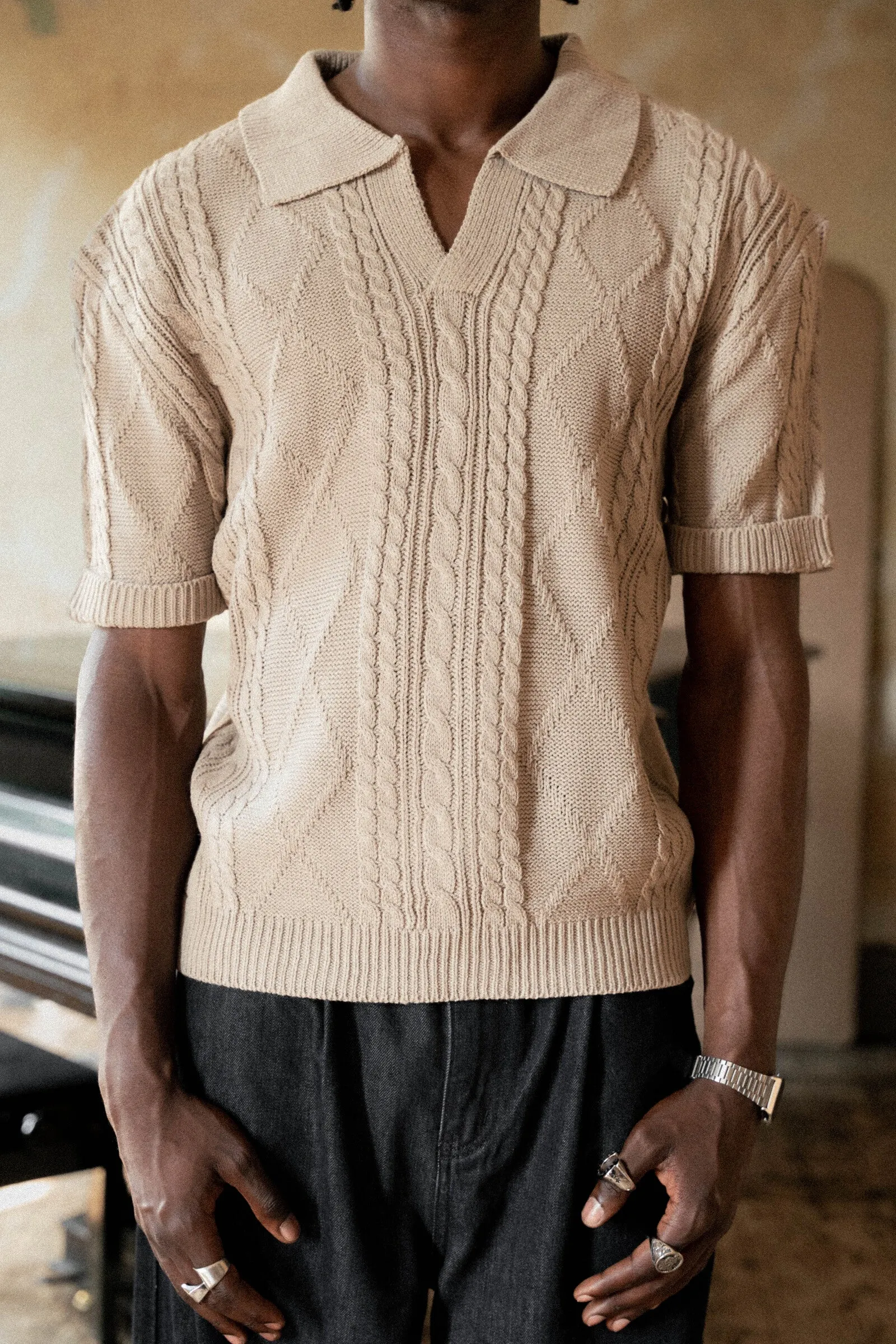 NOTTE CABLE KNIT POLO sold by Beaulares product image thumbnail 2