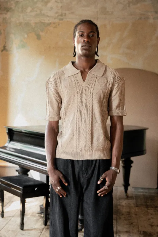 NOTTE CABLE KNIT POLO made by Beaulares