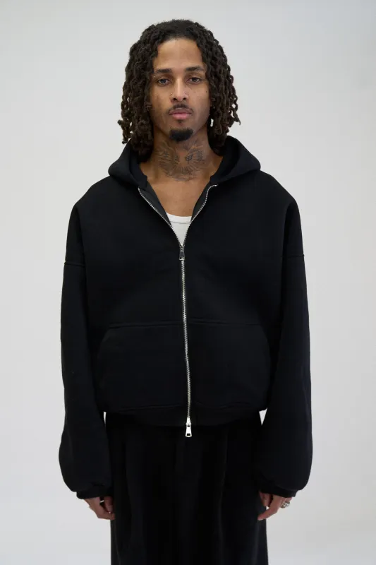 STRUCTURED ZIP HOODIE, BLACK made by Beaulares