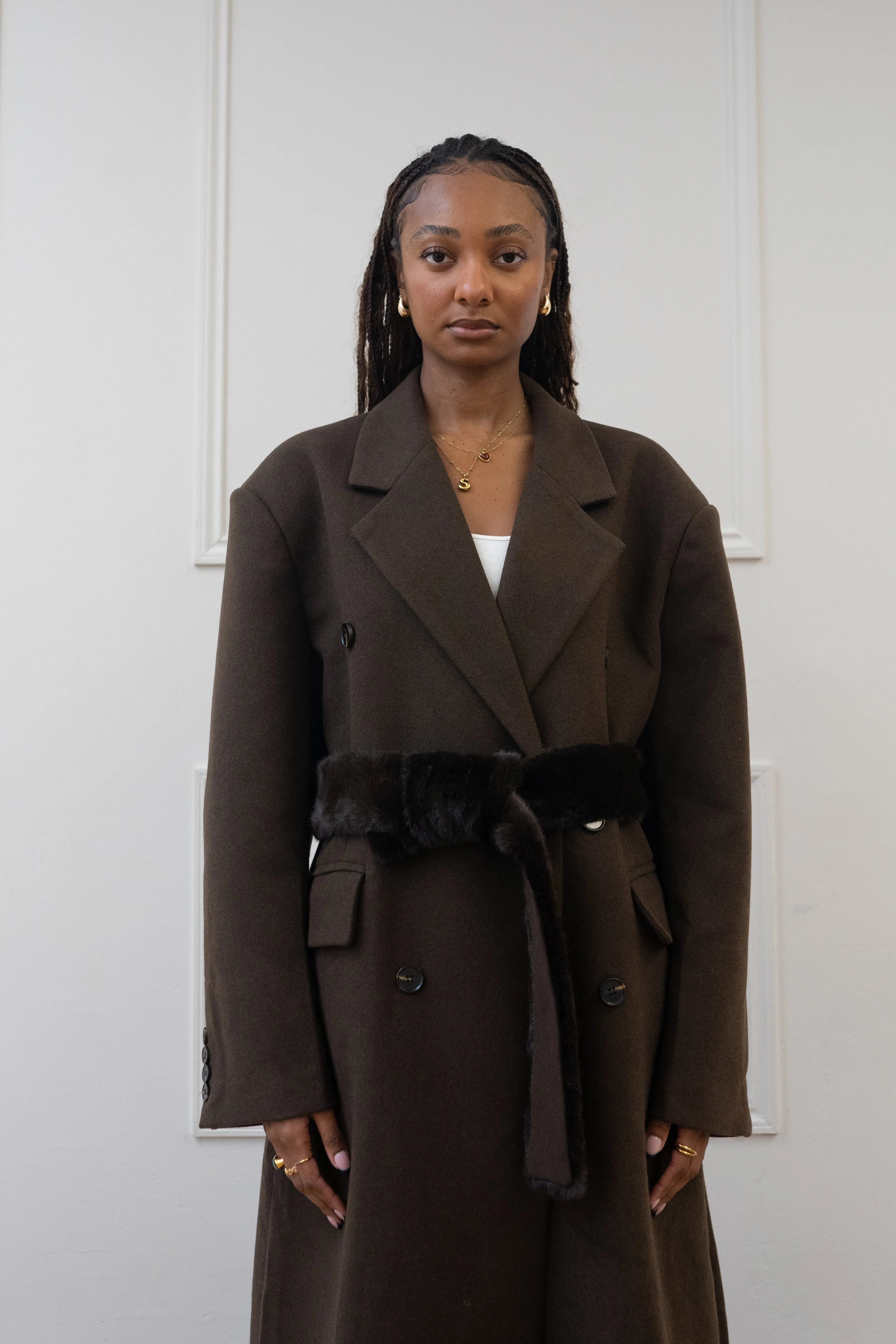 FAUX FUR BELT DOUBLE BREASTED COAT sold by Beaulares product image thumbnail 4