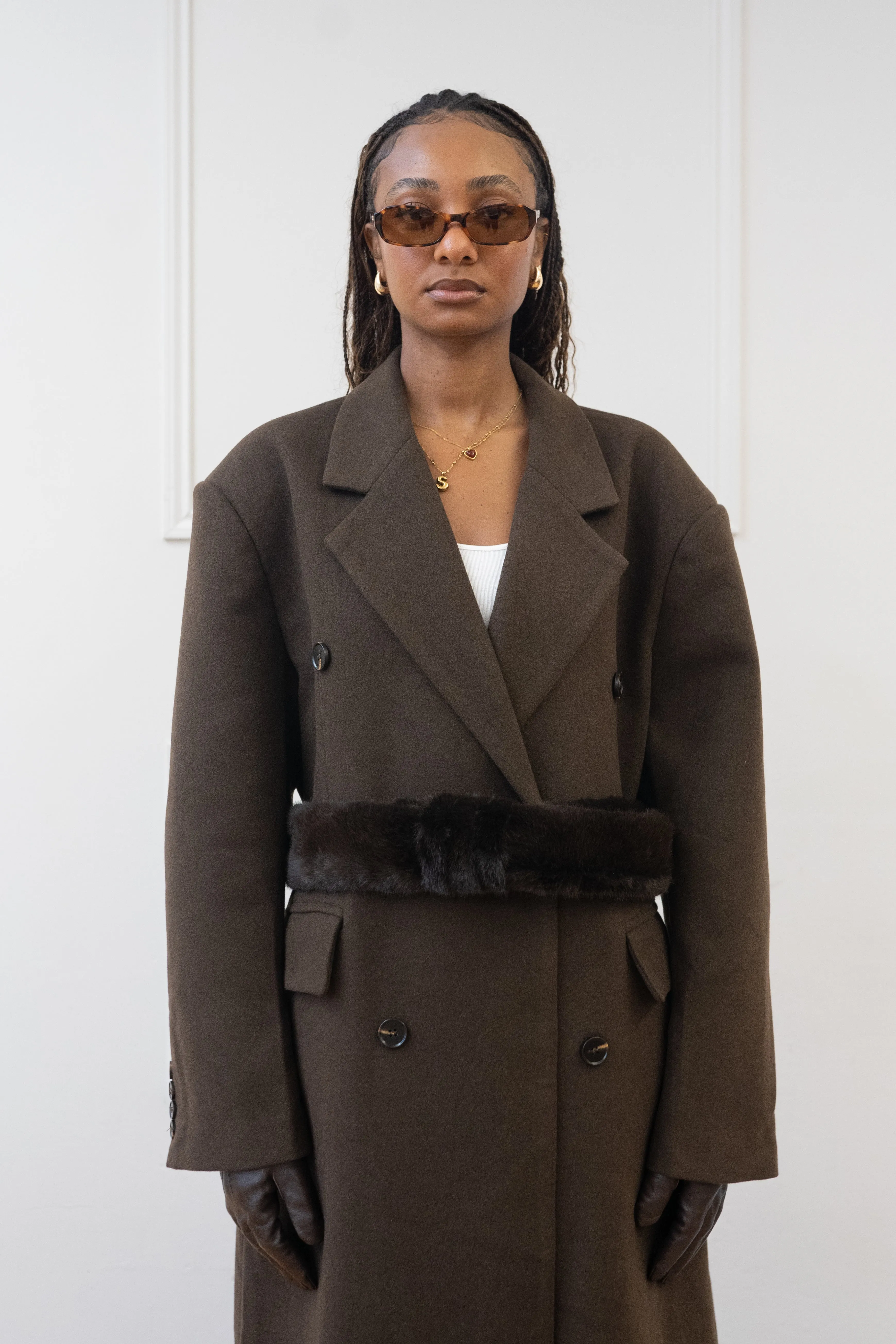 FAUX FUR BELT DOUBLE BREASTED COAT sold by Beaulares product image thumbnail 2