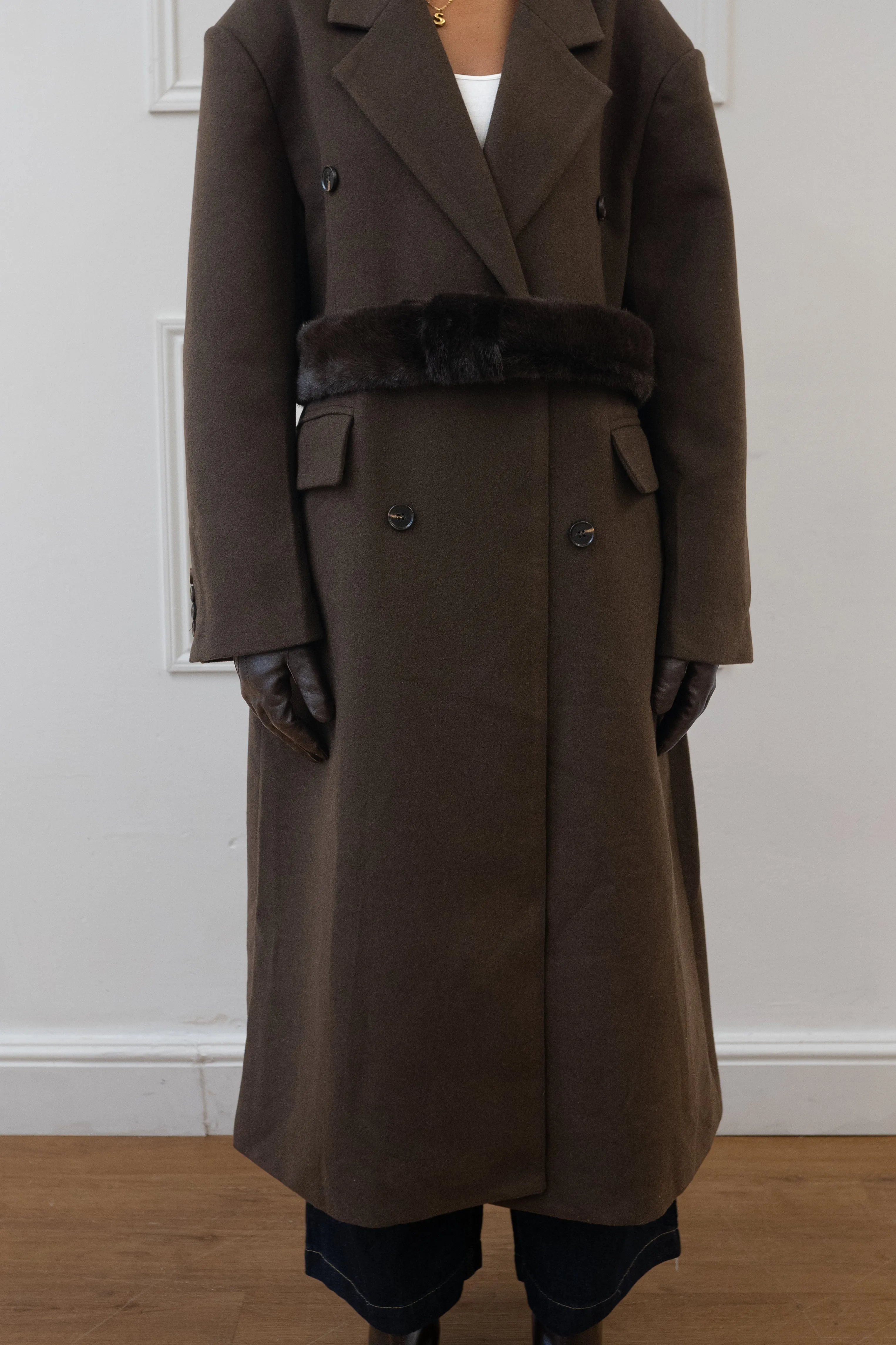 FAUX FUR BELT DOUBLE BREASTED COAT sold by Beaulares product image thumbnail 3
