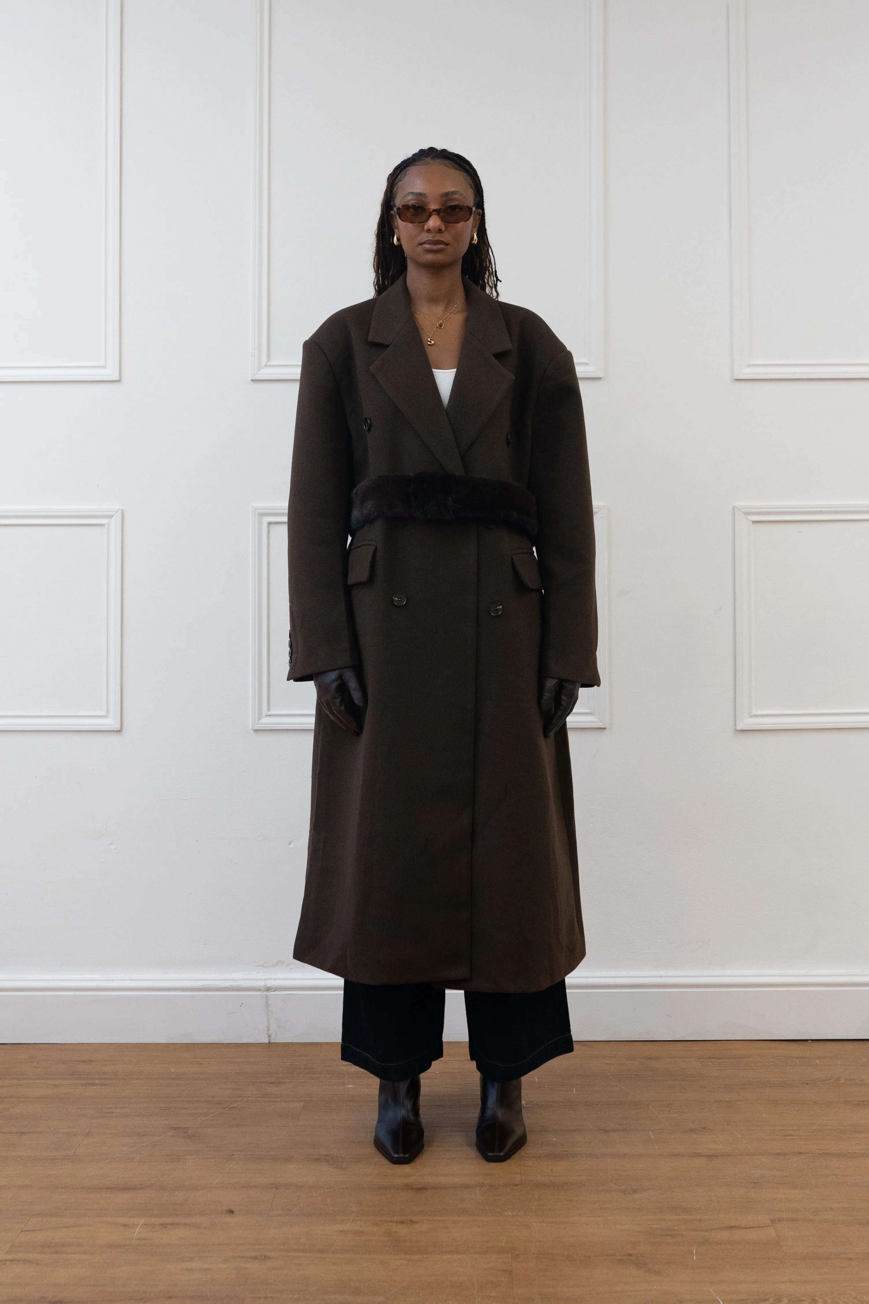 FAUX FUR BELT DOUBLE BREASTED COAT sold by Beaulares product image thumbnail 5