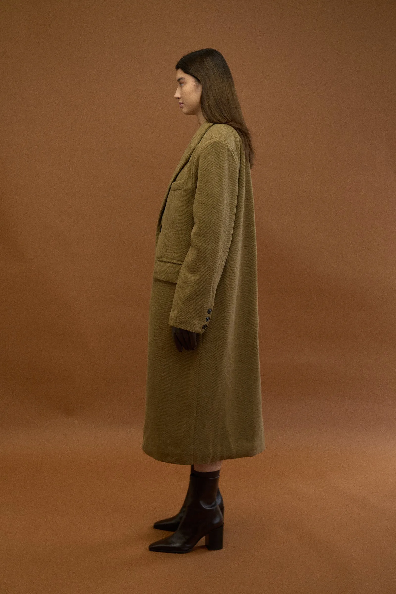 TEXTURED DOUBLE LAYER HERRINGBONE COAT sold by Beaulares product image thumbnail 4