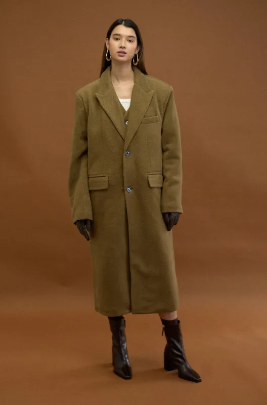 TEXTURED DOUBLE LAYER HERRINGBONE COAT made by Beaulares