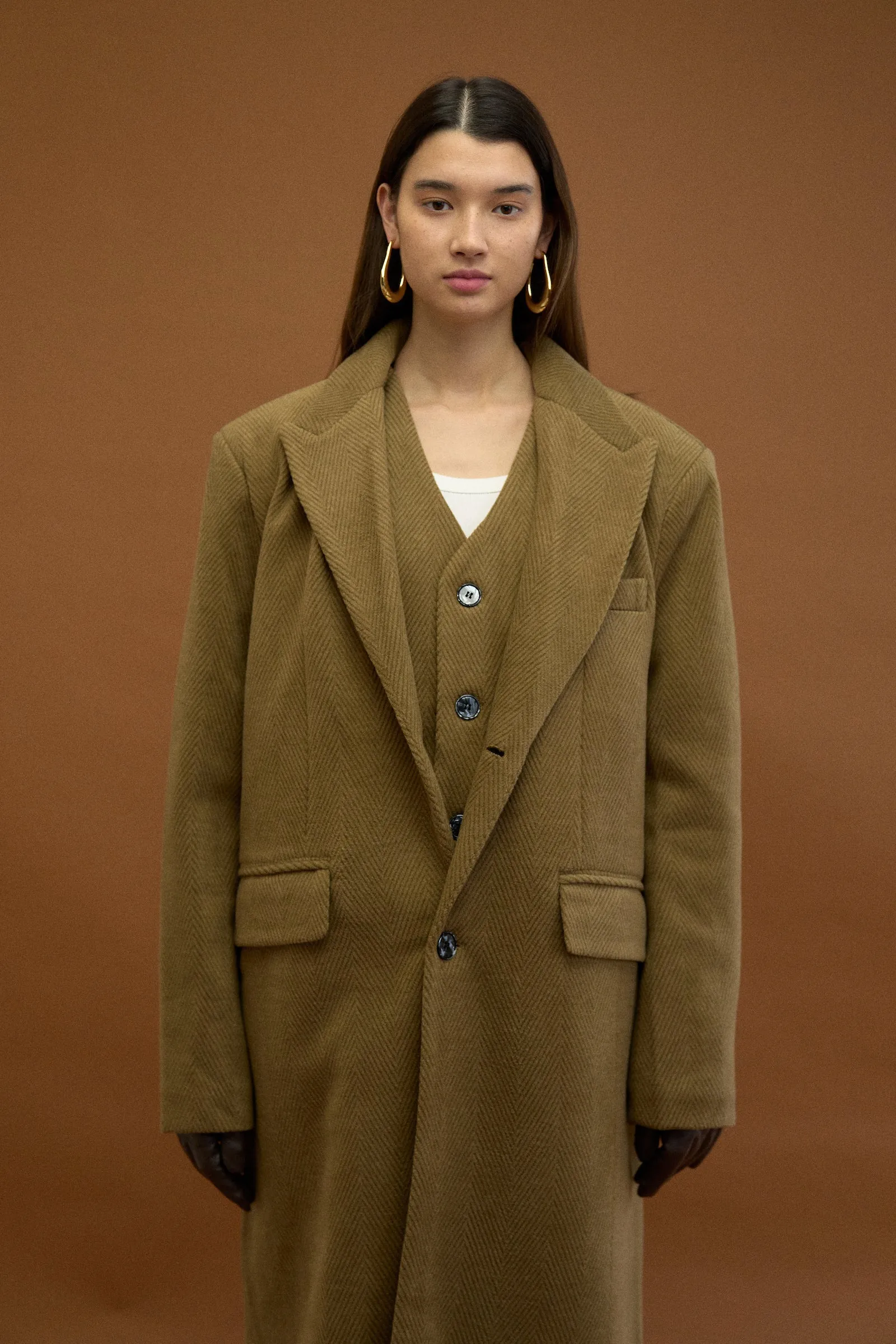 TEXTURED DOUBLE LAYER HERRINGBONE COAT sold by Beaulares product image thumbnail 2