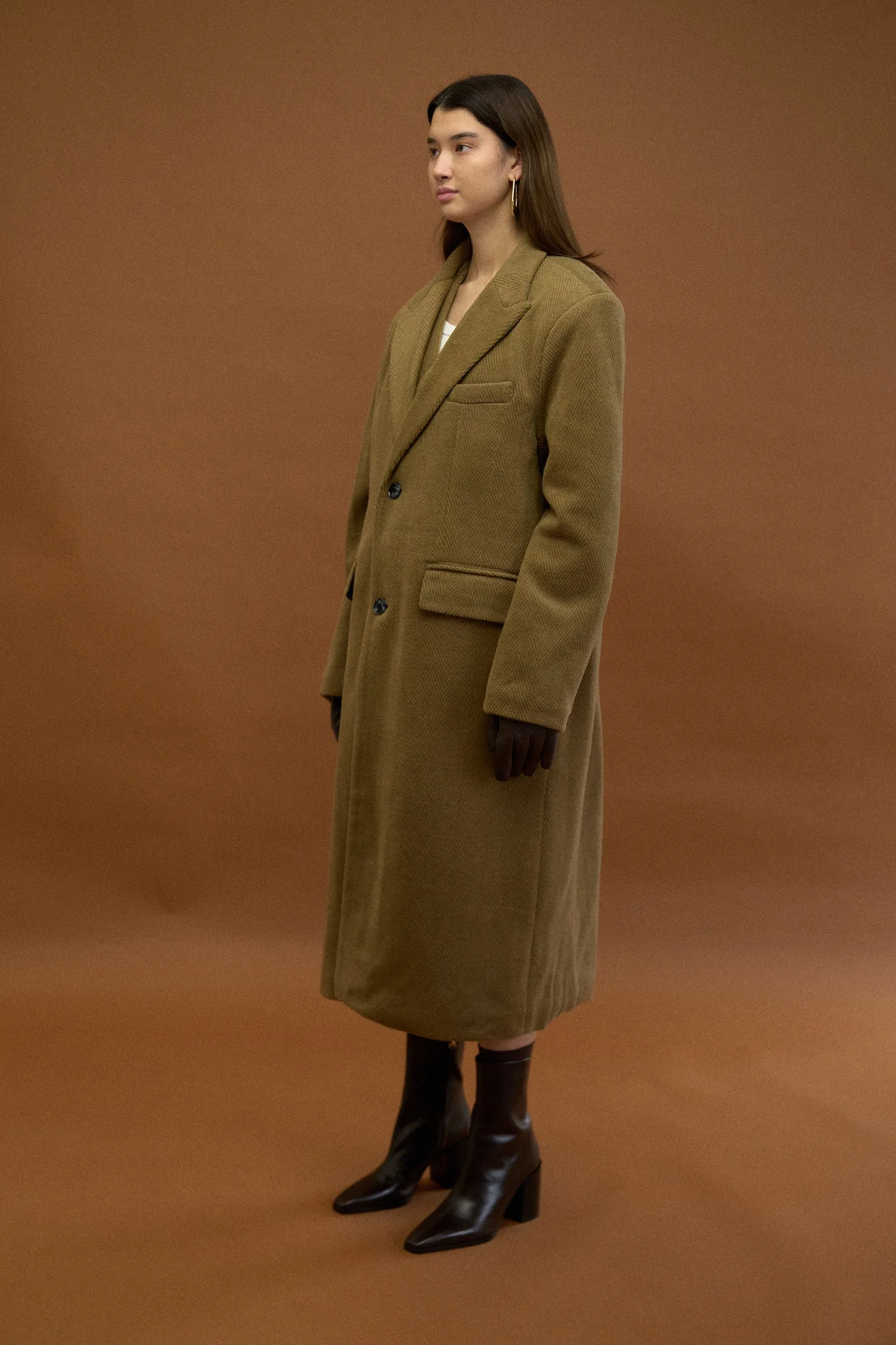 TEXTURED DOUBLE LAYER HERRINGBONE COAT sold by Beaulares product image thumbnail 3