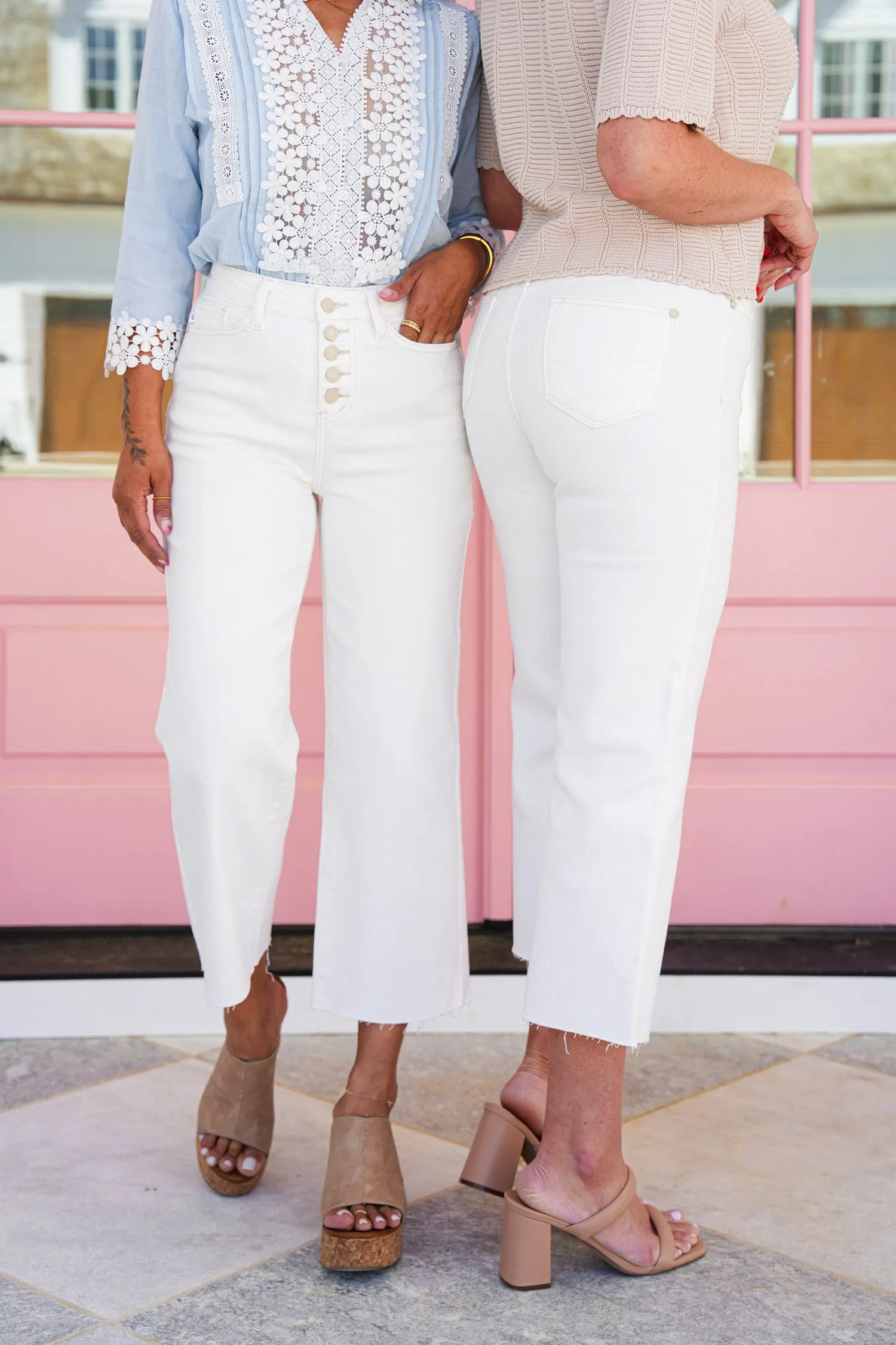 Judy Blue Shine Bright Cropped Wide Leg Jeans With Button sold by Freckled Poppy product image thumbnail 3