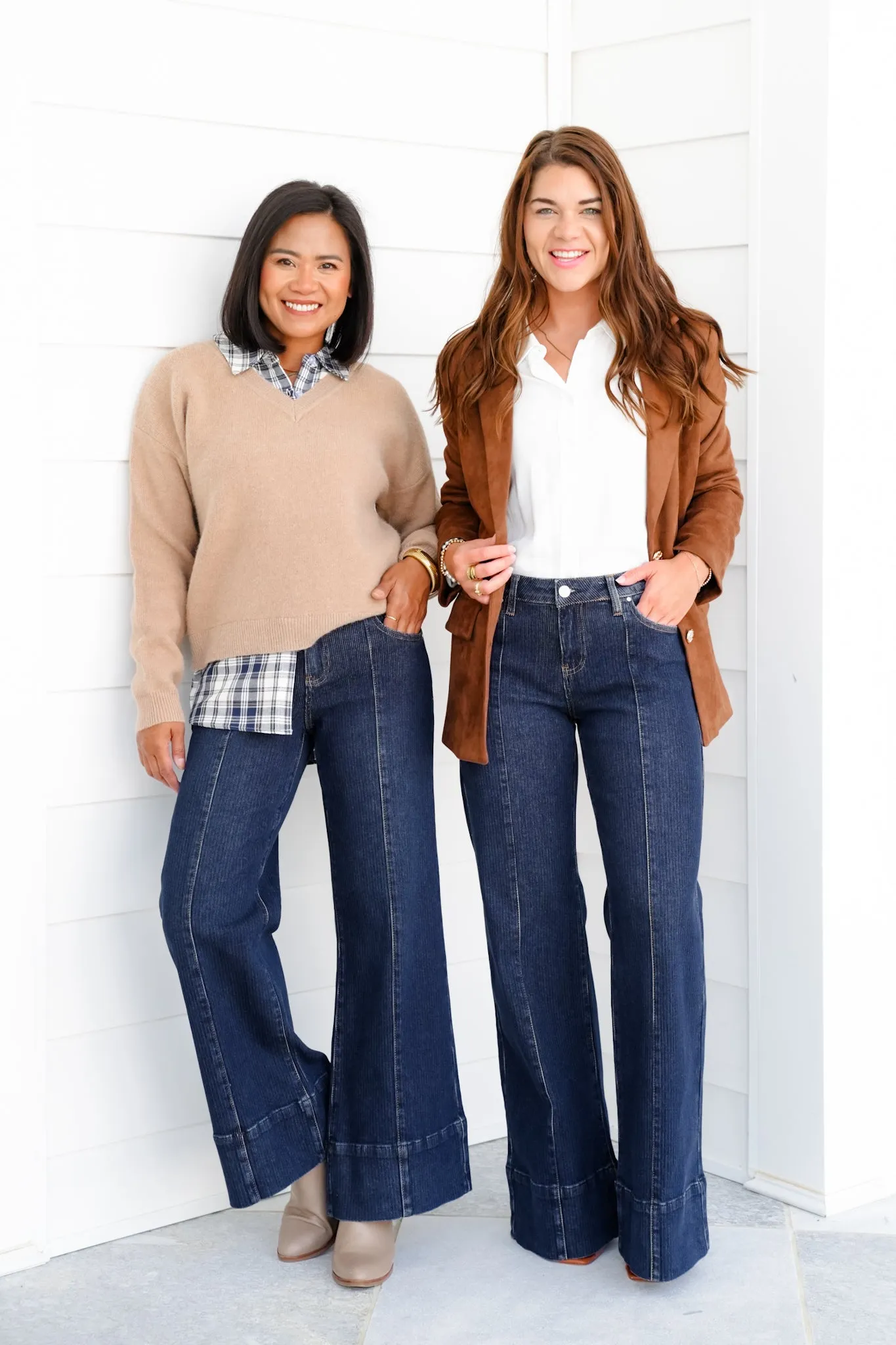 Risen Poppy Lane Mid Rise Dark Wash Wide Leg Jeans with Wide Hem sold by Freckled Poppy product image thumbnail 2