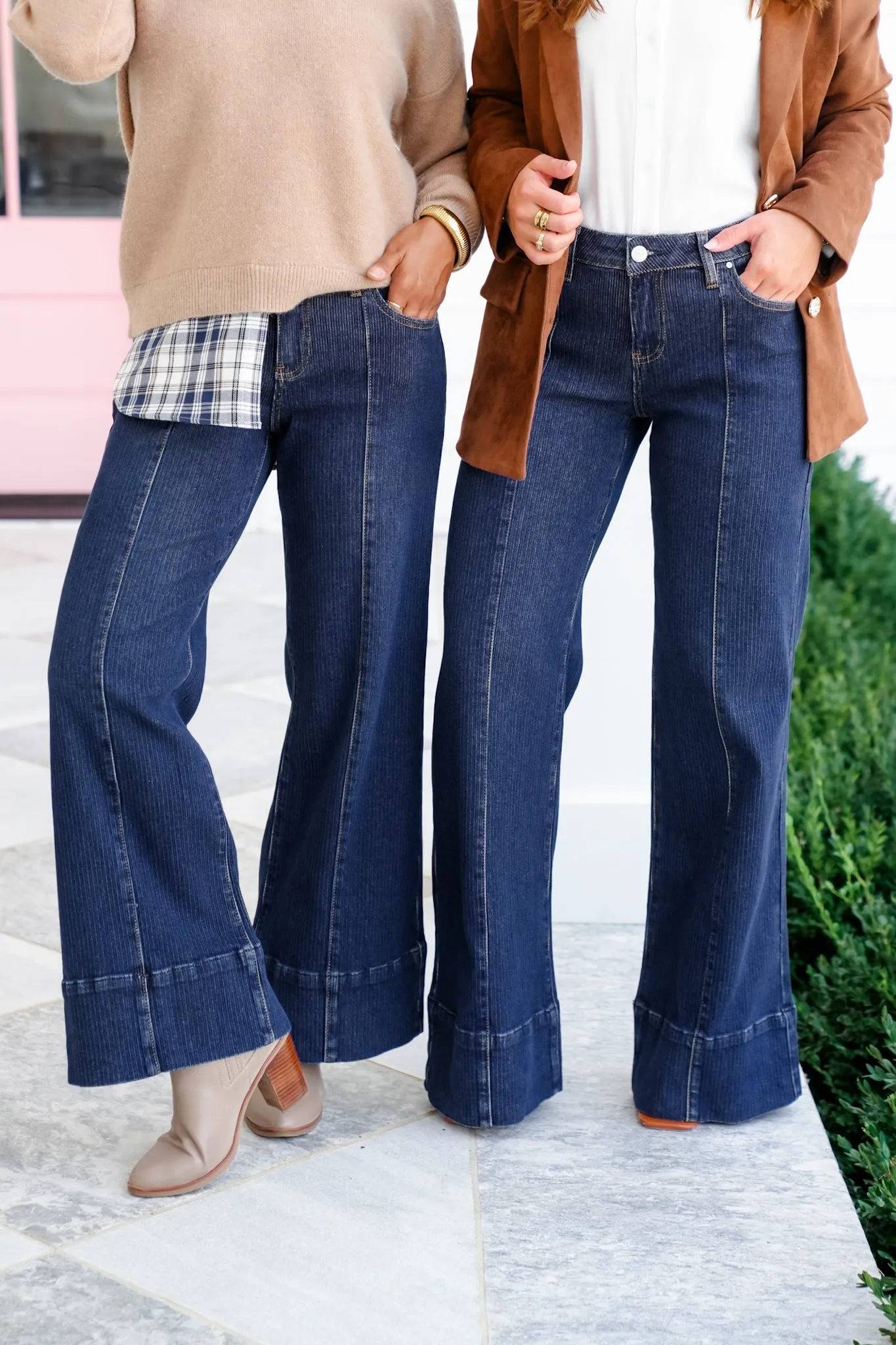 Risen Poppy Lane Mid Rise Dark Wash Wide Leg Jeans with Wide Hem sold by Freckled Poppy