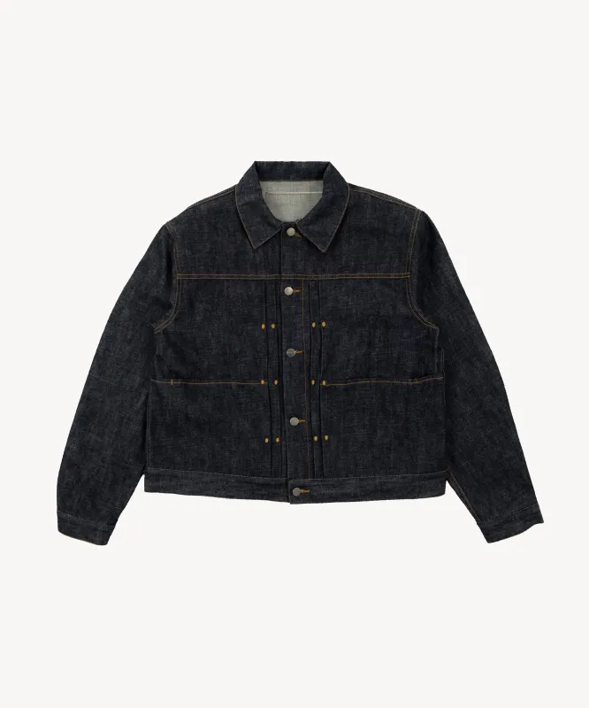 THE DOUBLE PLEATED DENIM JACKET made by Brut