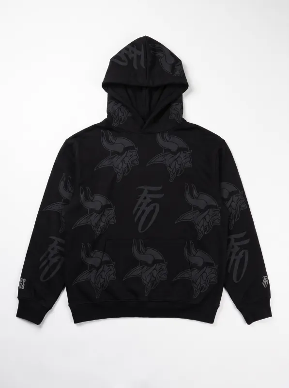 FFO x Minnesota Vikings | All-Over Print Hoodie - Black made by Far From Ordinary