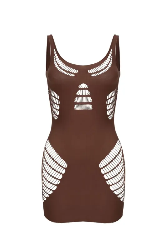 Dextra Dress - Brown sold by The Kript