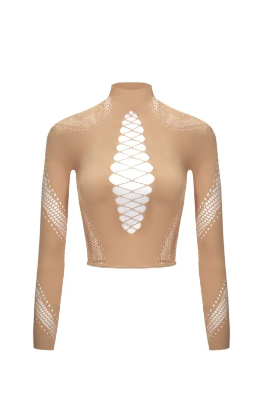 Nathalia Top - Beige sold by The Kript