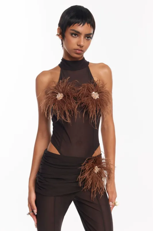 Velora Bodysuit - Brown sold by The Kript