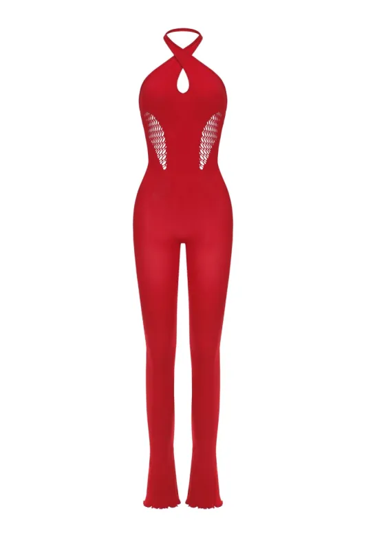 Cystar Jumpsuit - Red sold by The Kript