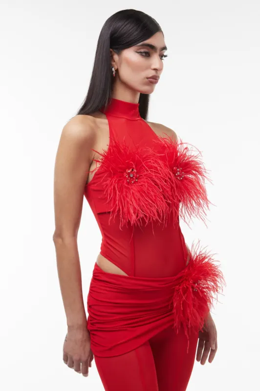 Velora Bodysuit - Red sold by The Kript