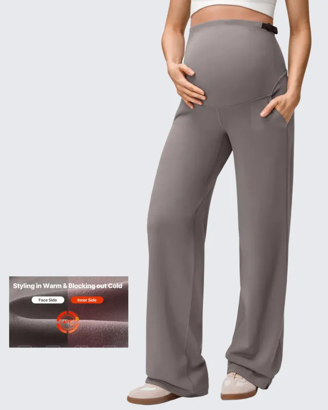 EverGoing Fleece Lined Maternity Wide Leg Pants sold by G4free