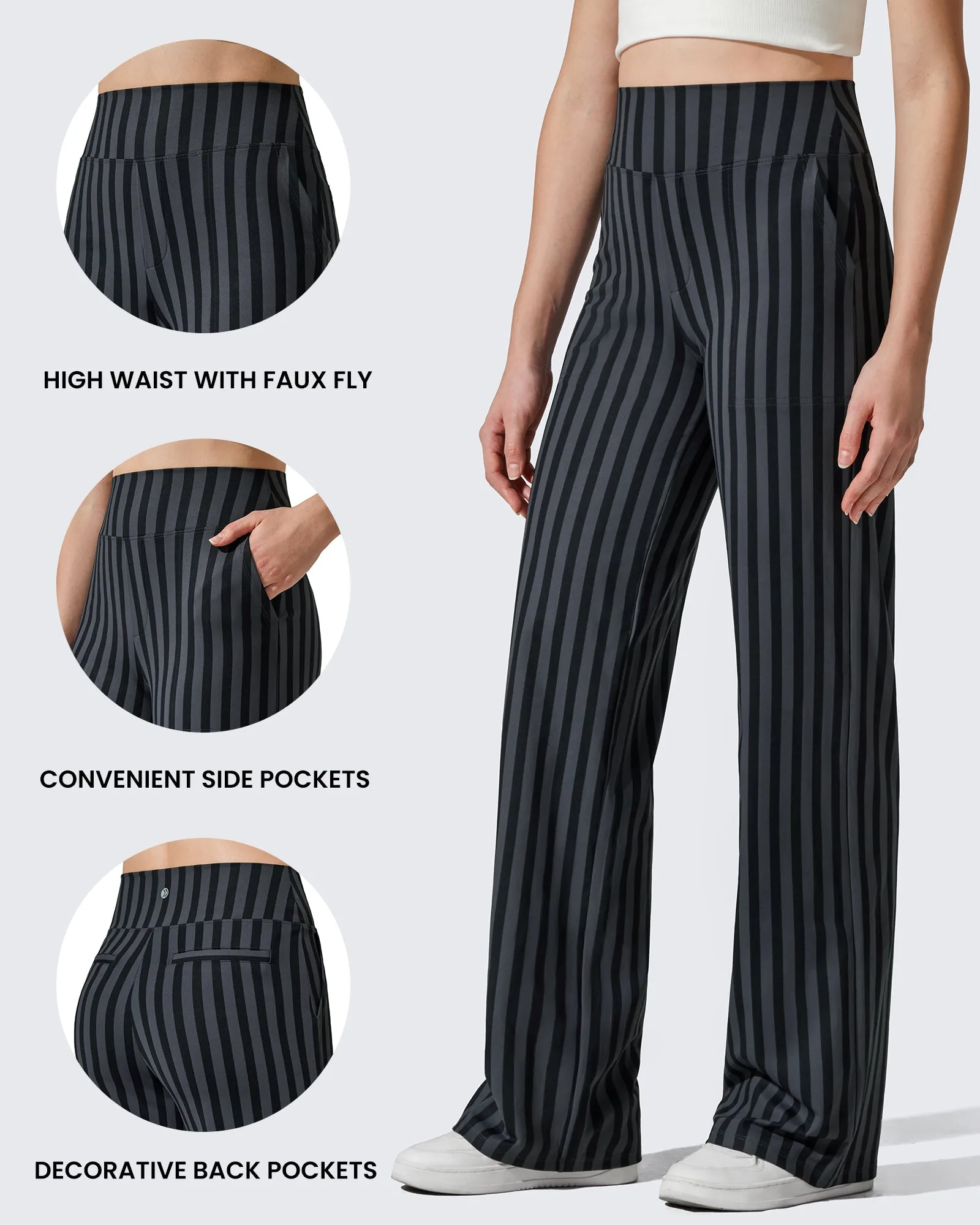 Loose High-Waist Business Casual Striped Pants sold by G4free product image thumbnail 4