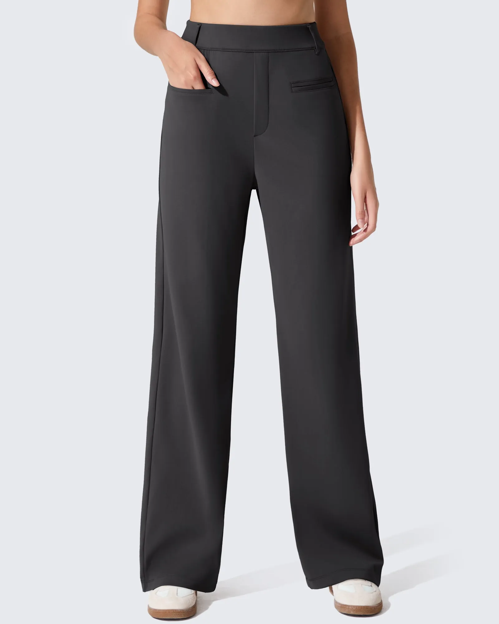 ShiftReady Slit Pockets Elastic Waist Straight Leg Work Pants sold by G4free product image thumbnail 2