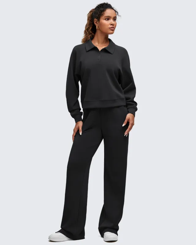 Smoofit Polo Pullover Button Up Sweatshirts sold by G4free