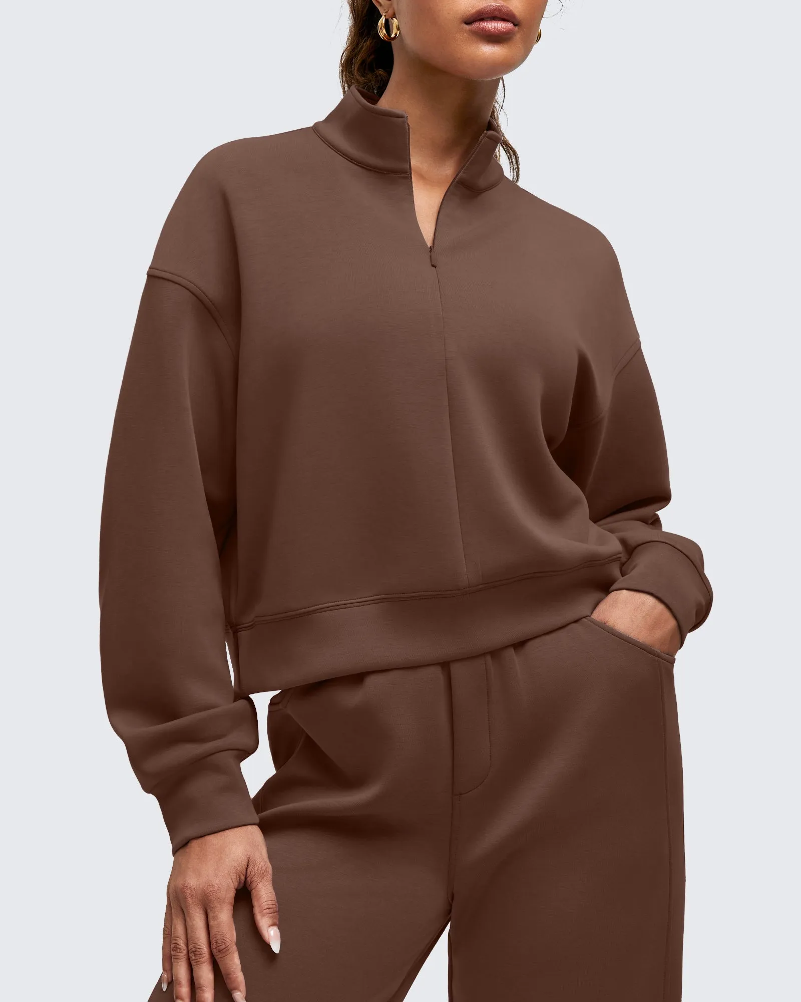 Smoofit Half-Zip Mock Neck Long Sleeve Sweatshirts sold by G4free product image thumbnail 5