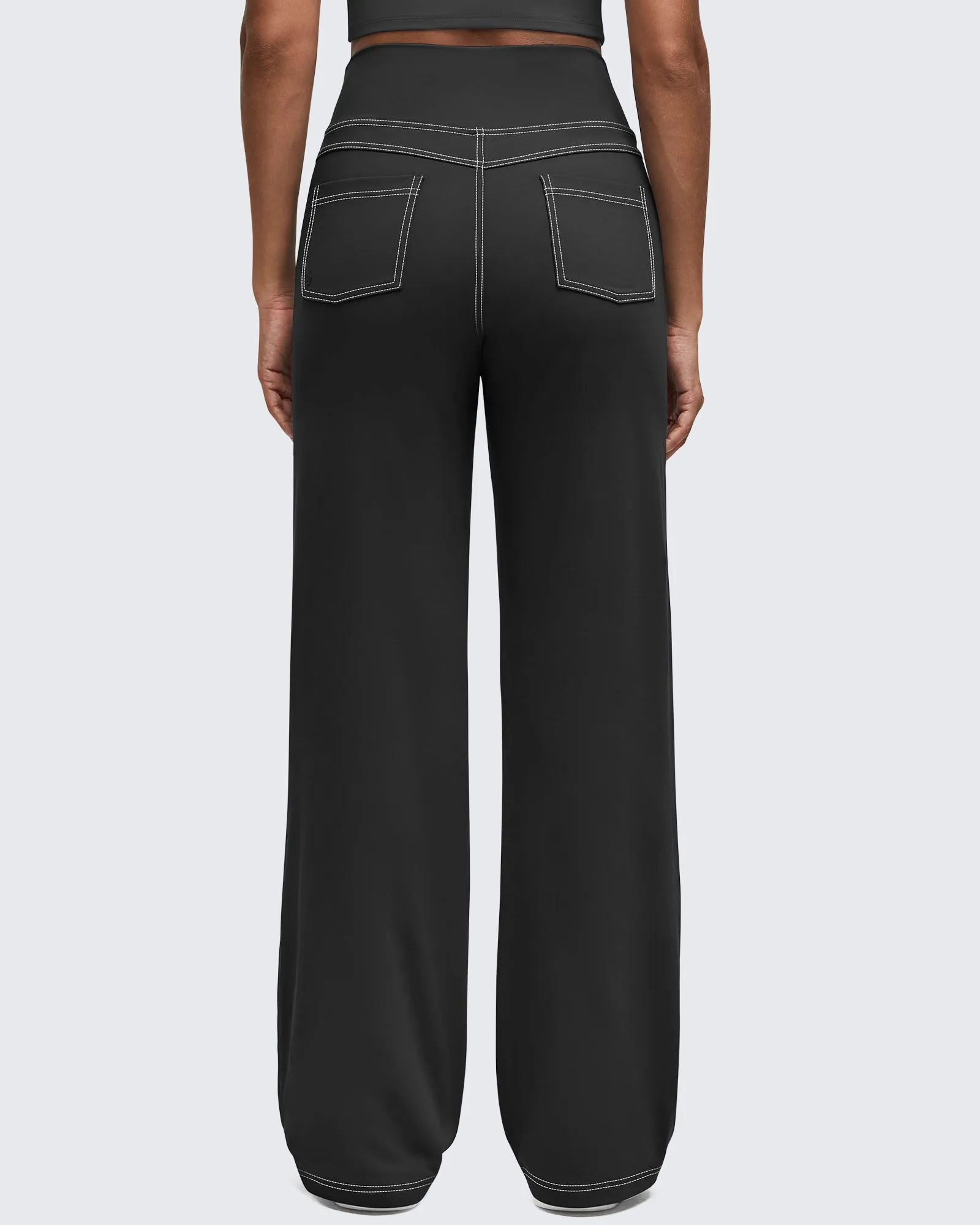 EverGoing Contrast Stitch High-Waist Wide Leg Pants sold by G4free product image thumbnail 2