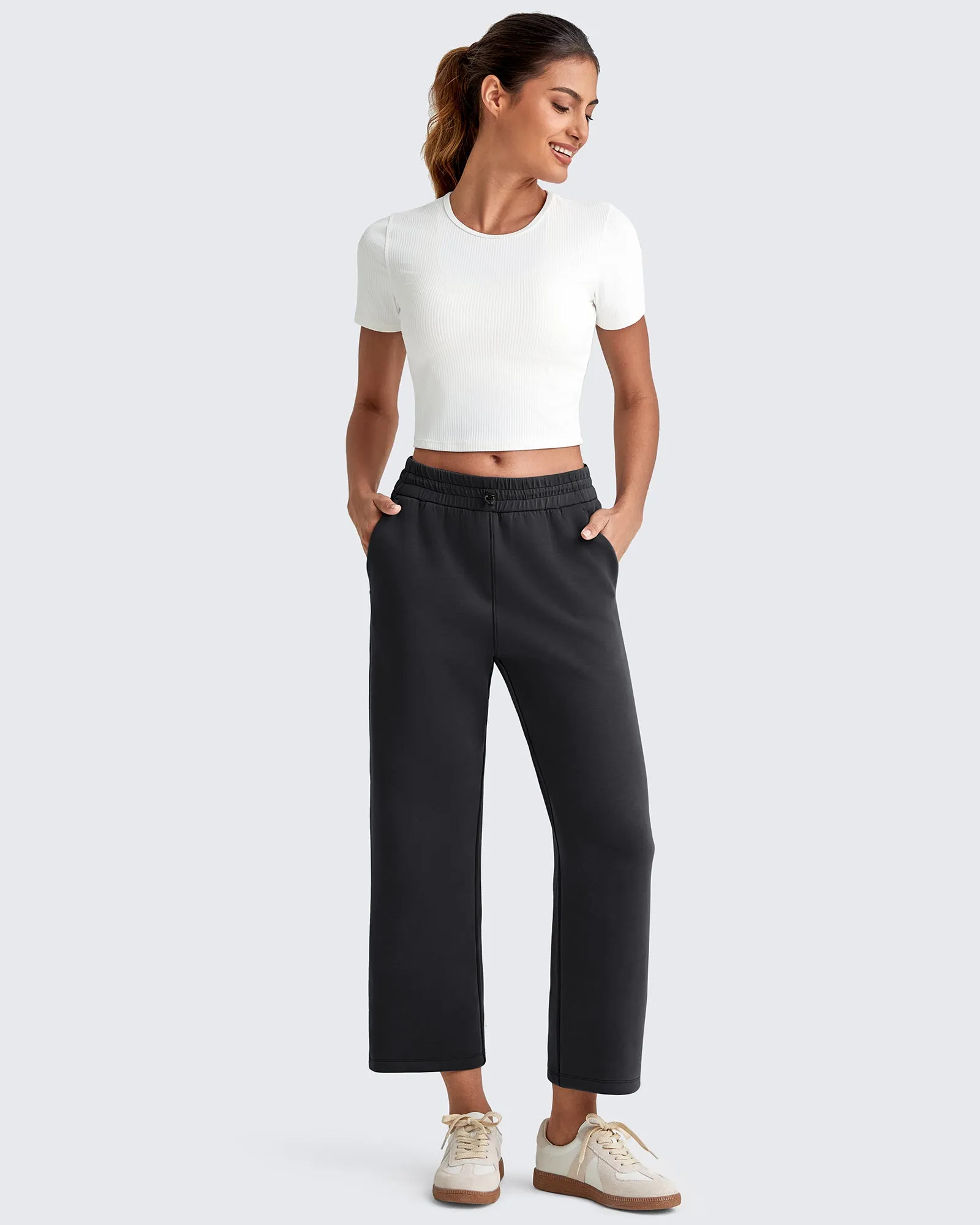 Smoofit High Waist Wide Leg Capris Pants 19'' sold by G4free product image thumbnail 4