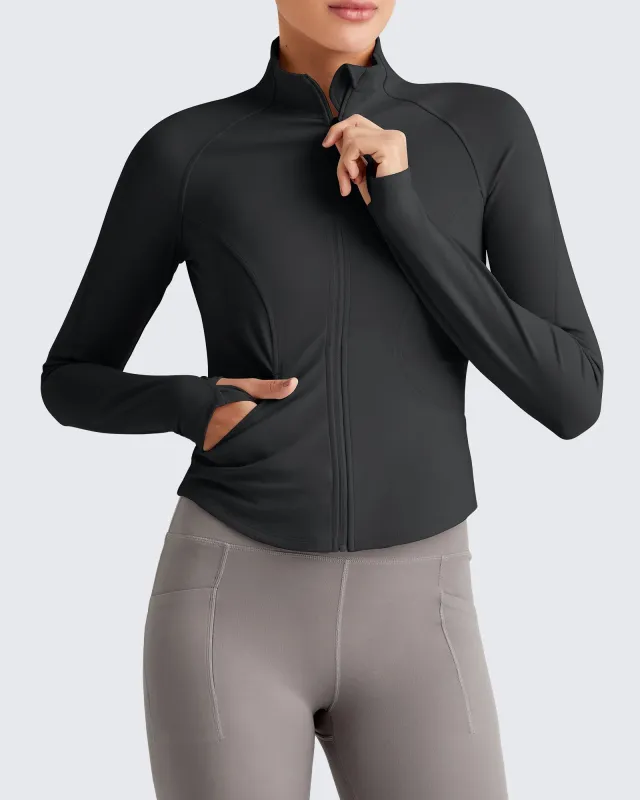 BareFeel Cropped Slim Fit Full Zip Workout Jackets sold by G4free
