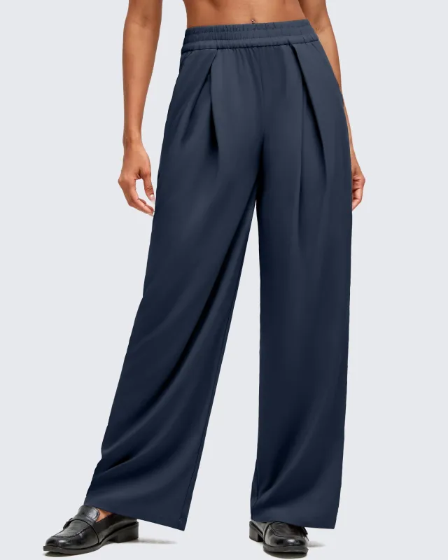 Lightweight Front Pleat Wide Leg Pants sold by G4free