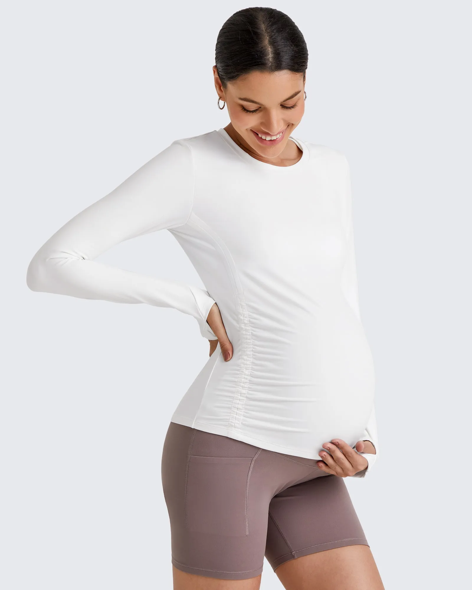 BareFeel Crew Neck Ruches Maternity Long Sleeve sold by G4free product image thumbnail 2