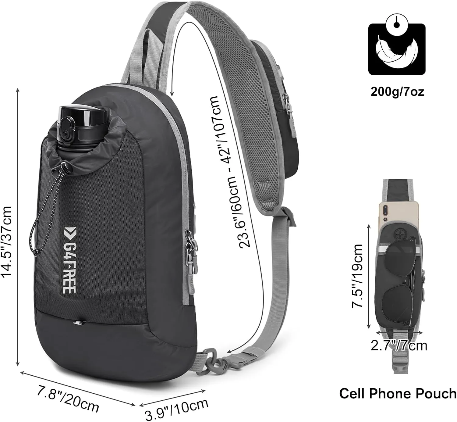 G4Free RFID Blocking Lightweight Crossbody Chest Shoulder Bag sold by G4free product image thumbnail 5