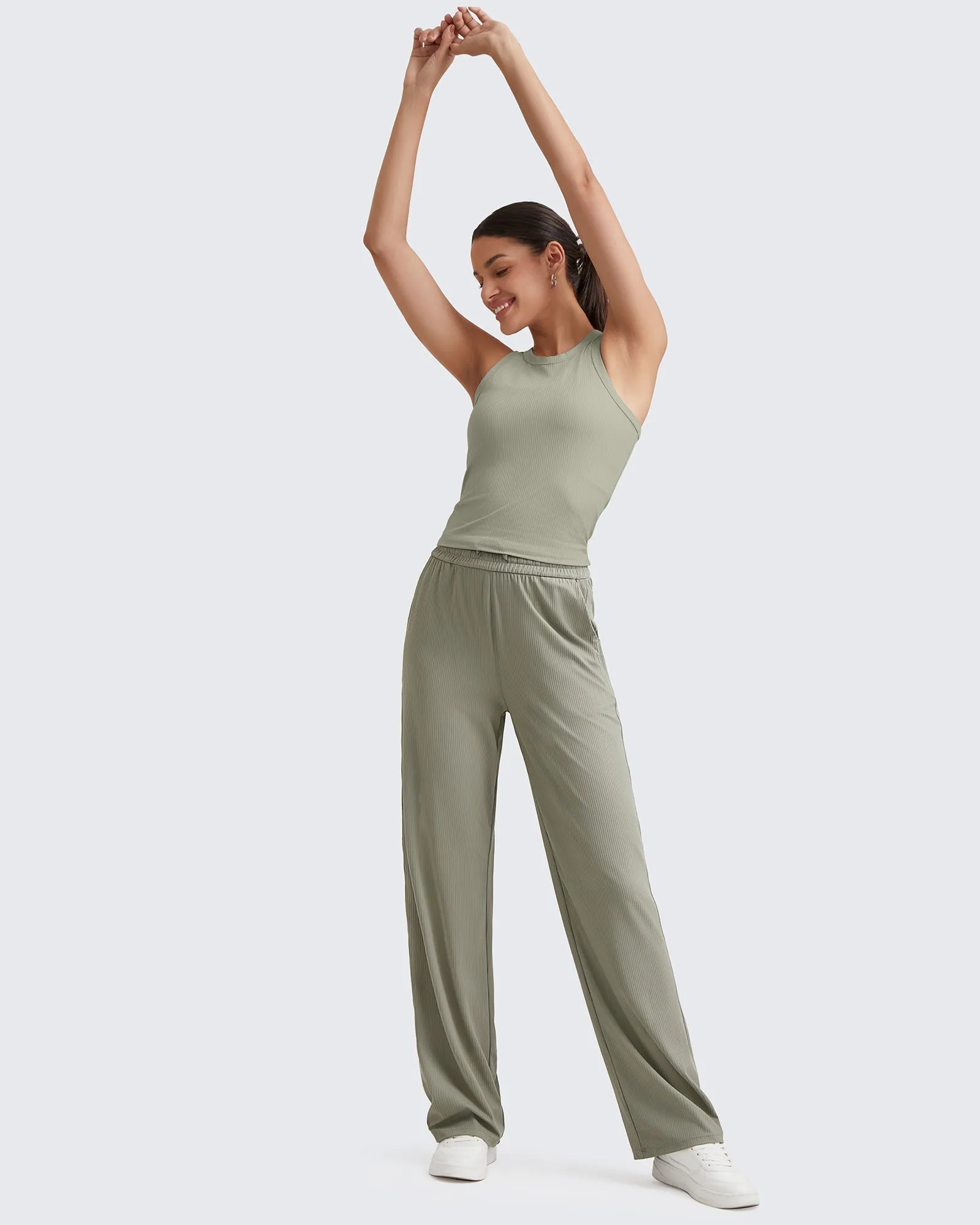 Ribbed High-Rise Drawstring Casual Pants sold by G4free product image thumbnail 3