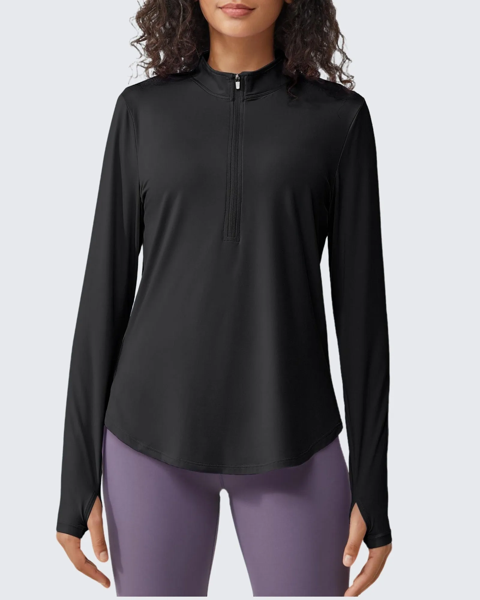 Quick Dry High Neck Sun Half Zip Workout Tops sold by G4free product image thumbnail 5