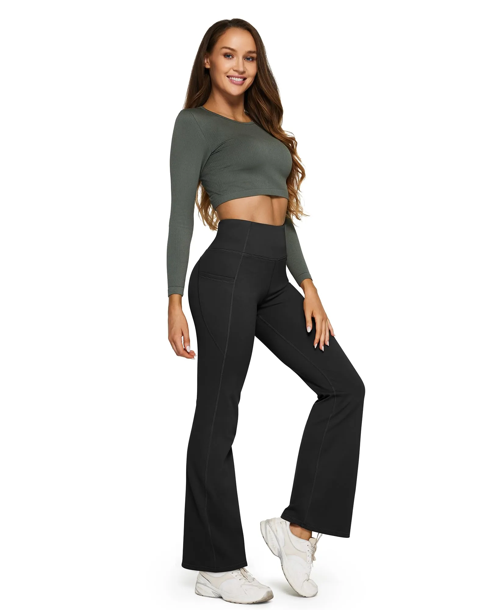 Fleece Lined High-Waist Casual Flare Pants sold by G4free product image thumbnail 2